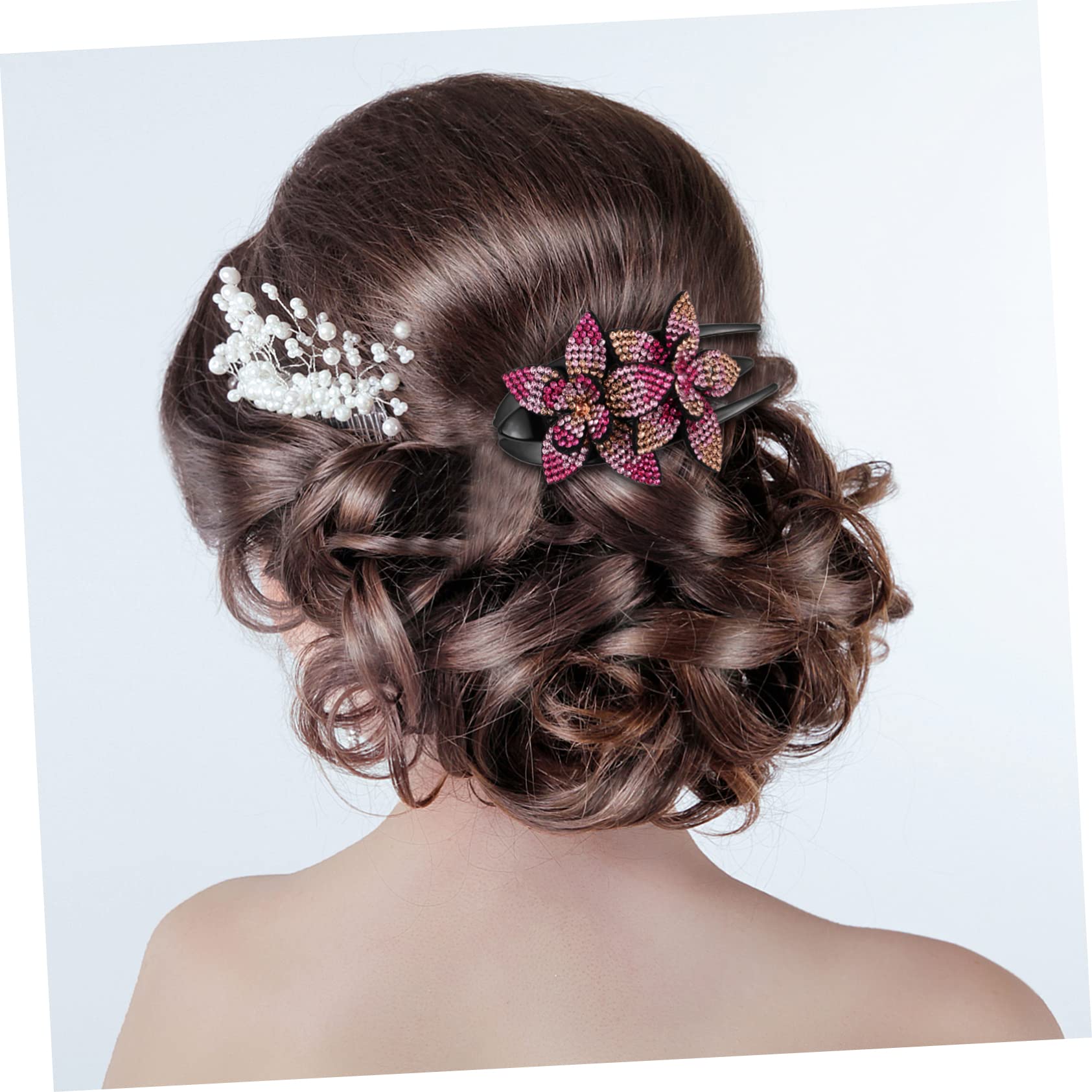 minkissy 12 pinzas de tres para el pelo, pinzas para el pelo, diseño floral, con purpurina, accesorios para el cabello con de imitación, horquilla de plástico para mujer, Corea del