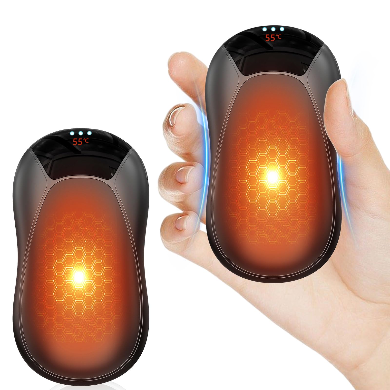 Scaldamani Ricaricabile Magnetico 2 in 1, Scalda Mani Elettrico Portatile, Ultra Leggero& Ultrasottile, Powerbank Scaldamani Calore con 3 Livelli, Riutilizzabile Regali, Adatto per Attività All'aperto