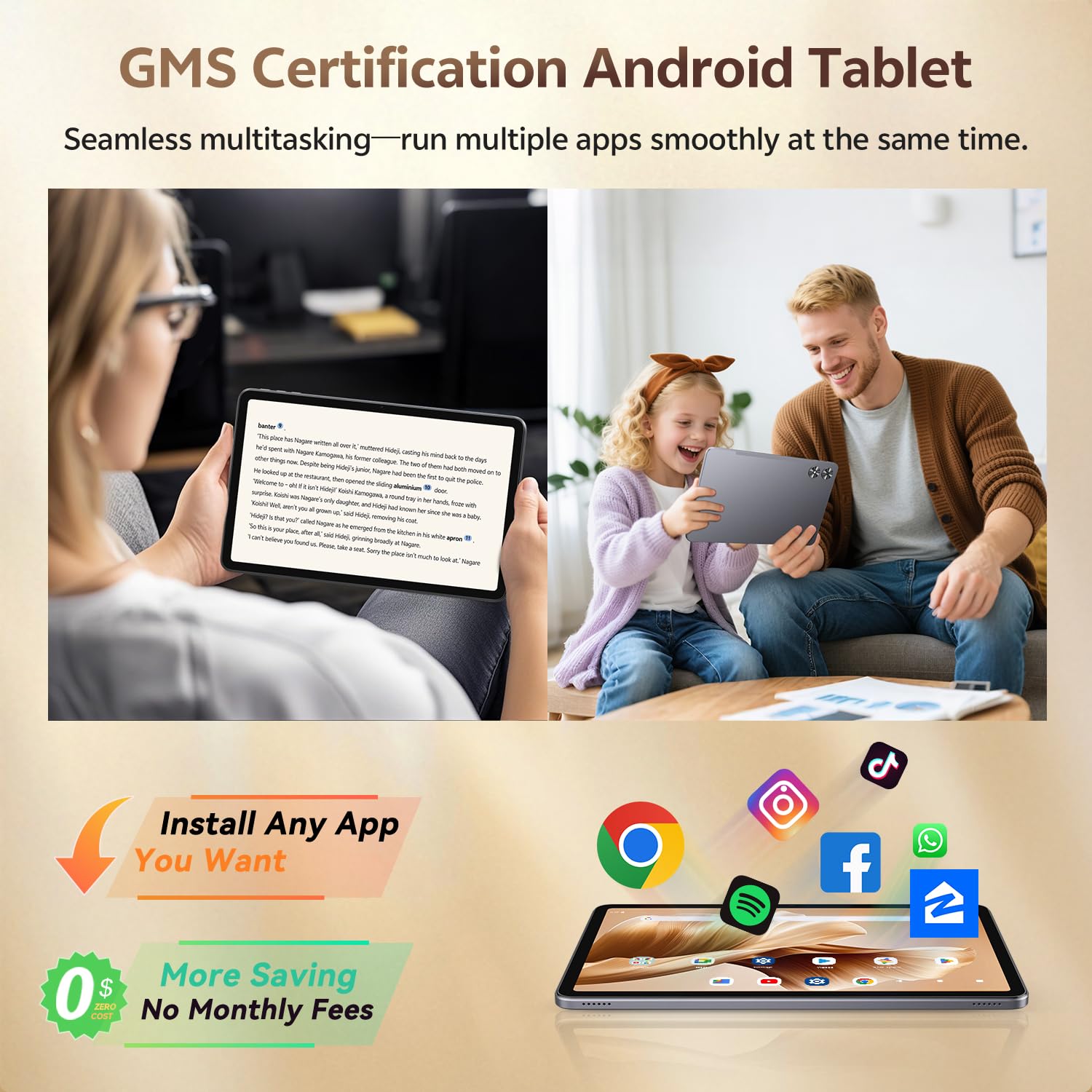 12 Inch Tablet, Android 15 Tablet 12 Inch Large Screen 2K Display, Octa-Core, 24GB RAM 128GB Storage 1TB Expandable, 13MP Dual Camera, 8000mAh, GPS, Dual Speakers, Face Unlock