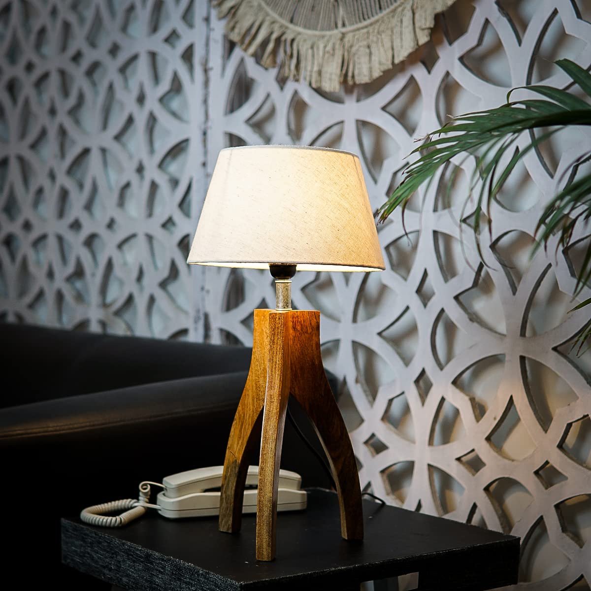 PineCraft International Lupen Table Lamp with Light Beige Shade Light Lamp for Bedroom, Study Room, Living Room, Bedside, Side Table Home Decor Gift Item 20 inch Night Lamp