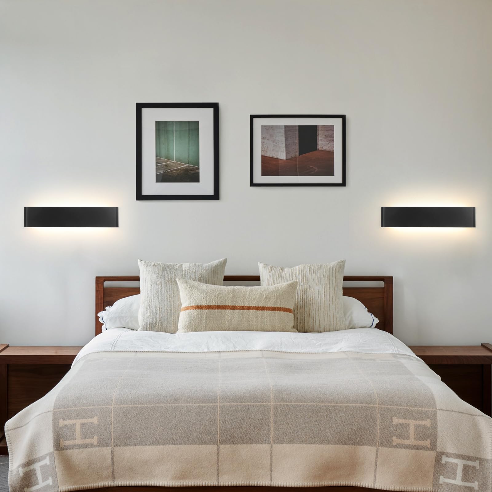 Mille Lucciole Applique da Parete Interno 24W,Lampada Parete Interno 2880LM,Applique LED da Parete Interno 3000K Bianco Caldo,Applique da Parete Per Soggiorno Camera da Letto Scale【2 Pezzi Nero】