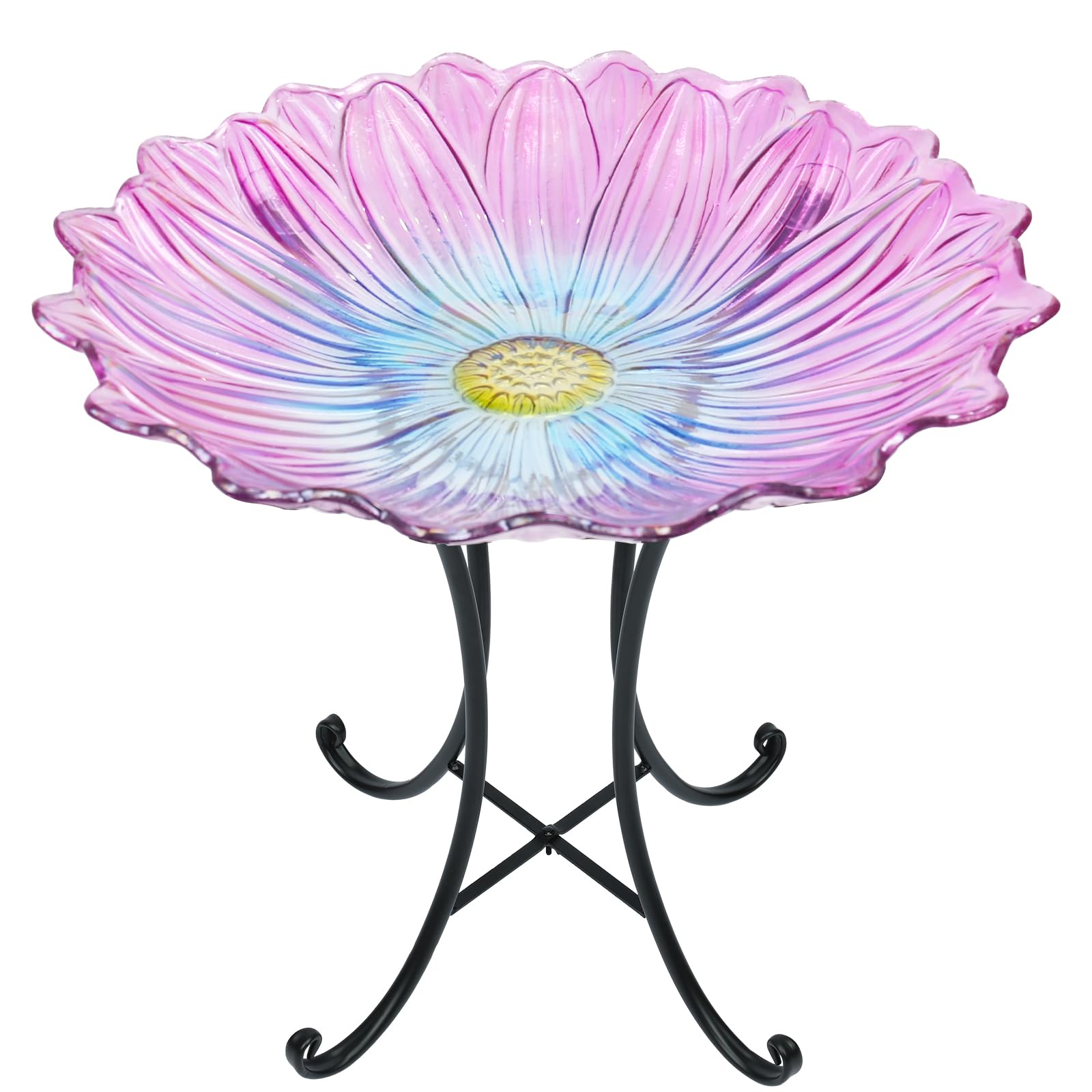 MUMTOP Pink Flower Birdbath