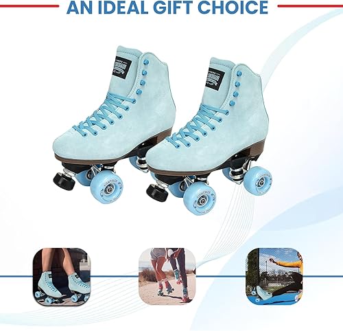 Miniatura 6 de Sure-Grip Boardwalk - Patines unisex para exteriores, material de cuero, caucho, gamuza y aluminio  Cordones cómodos y extralargos, adecuados para