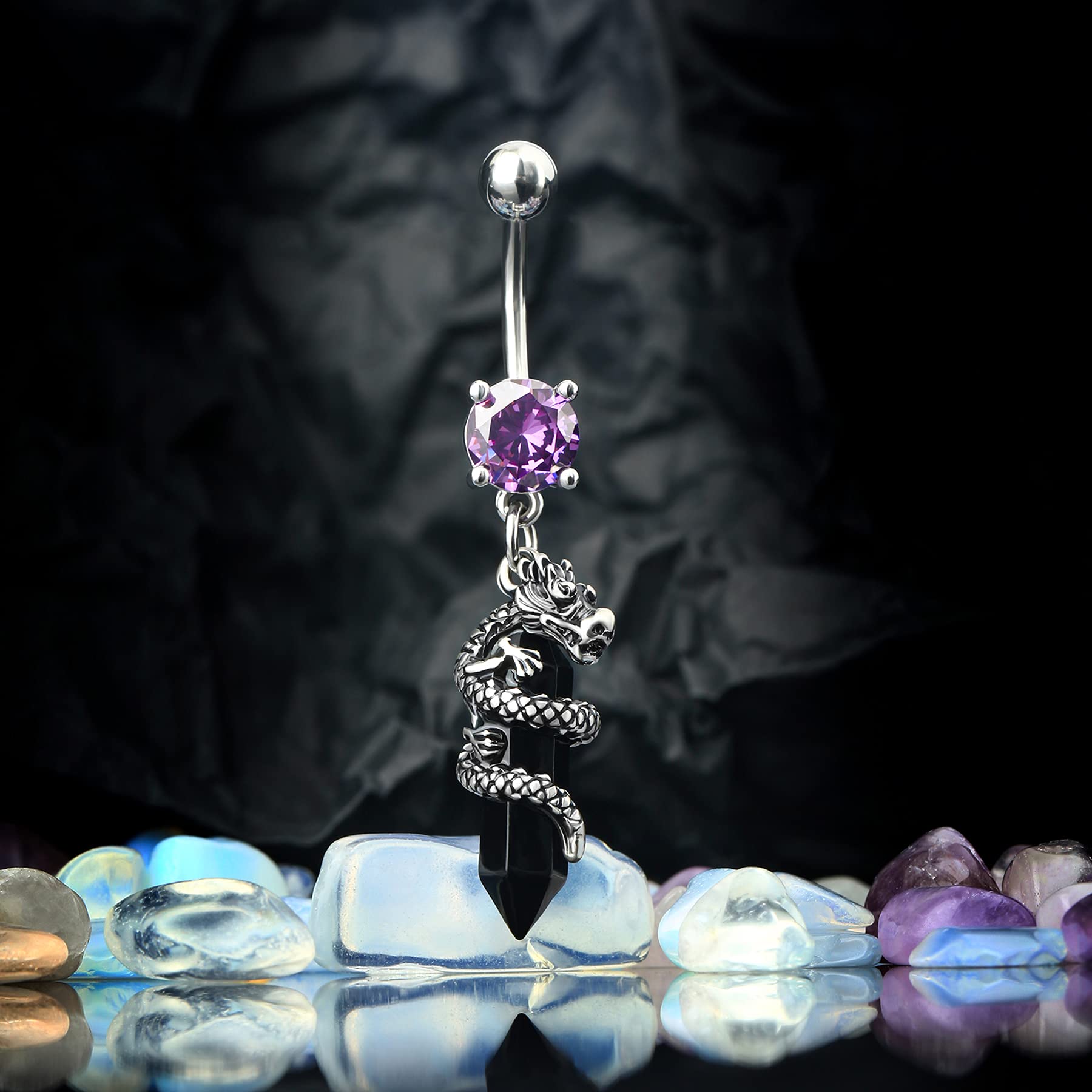 Buy CM Crareesi Mania Dragon Belly Bars Burn Silver Belly Button Bars