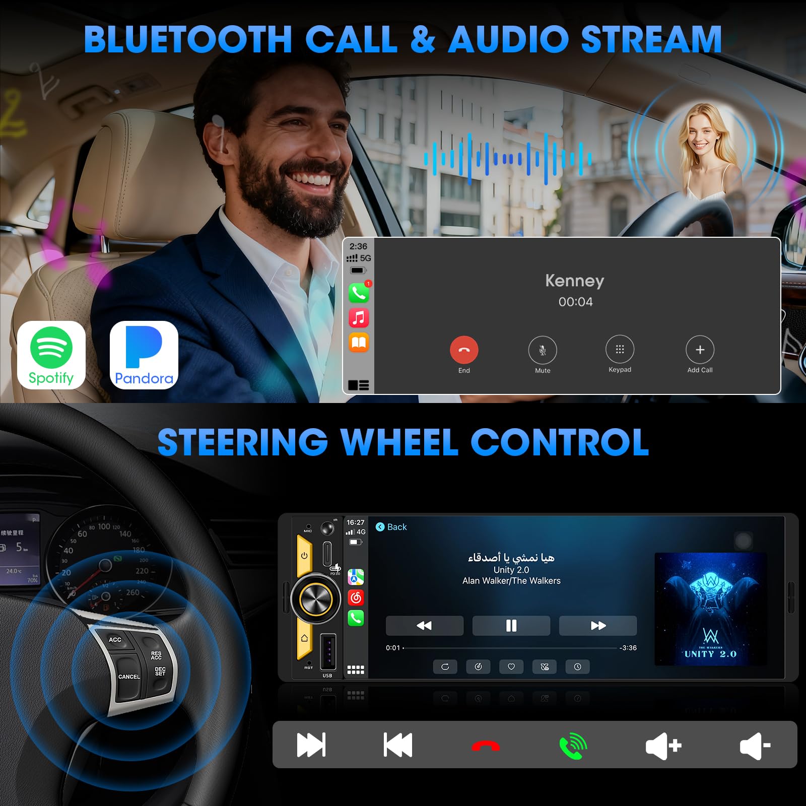 Amazon.co.jp: ワイヤレスシングルDin CarPlayステレオ:6.5インチ