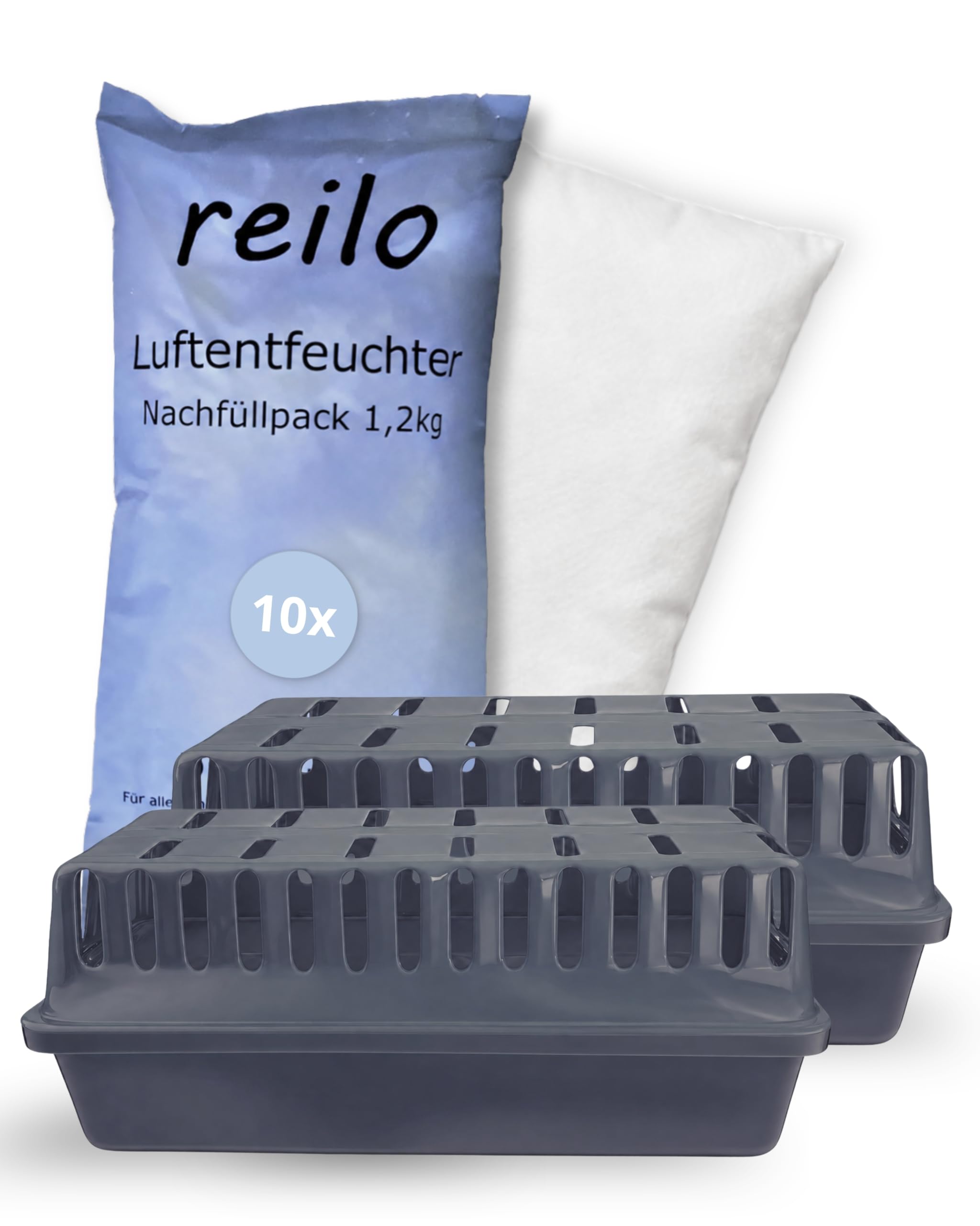 Luftentfeuchter Set, 2x XXL Box + 10x 1,2kg Granulat