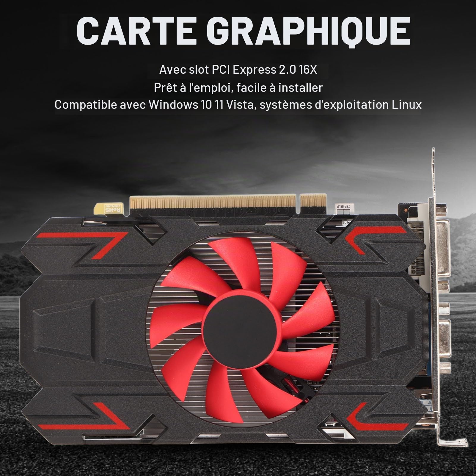 Cuifati Carte Graphique Radeon HD 7670, Carte Graphique GDDR5 4 Go 128 Bits 1800 MHz GPU 2K Carte Vidéo PCI Express 2.0 16X, HDML/DP/DVI pour Accessoires Informatiques de Bricolage