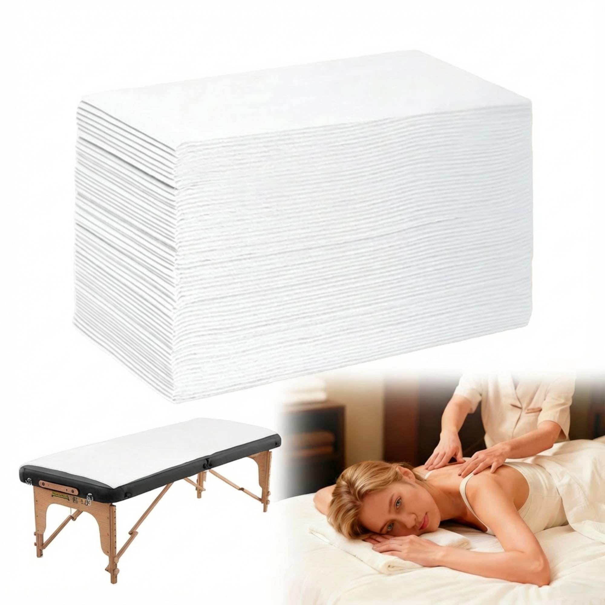 Lot de 100 Drap Jetable Blanc: 80 x 180cm Draps Jetables Tissu Non-tissé Drap Table de Massage Jetable pour Massage SPA Tatouage Lit Hôpital Voyager