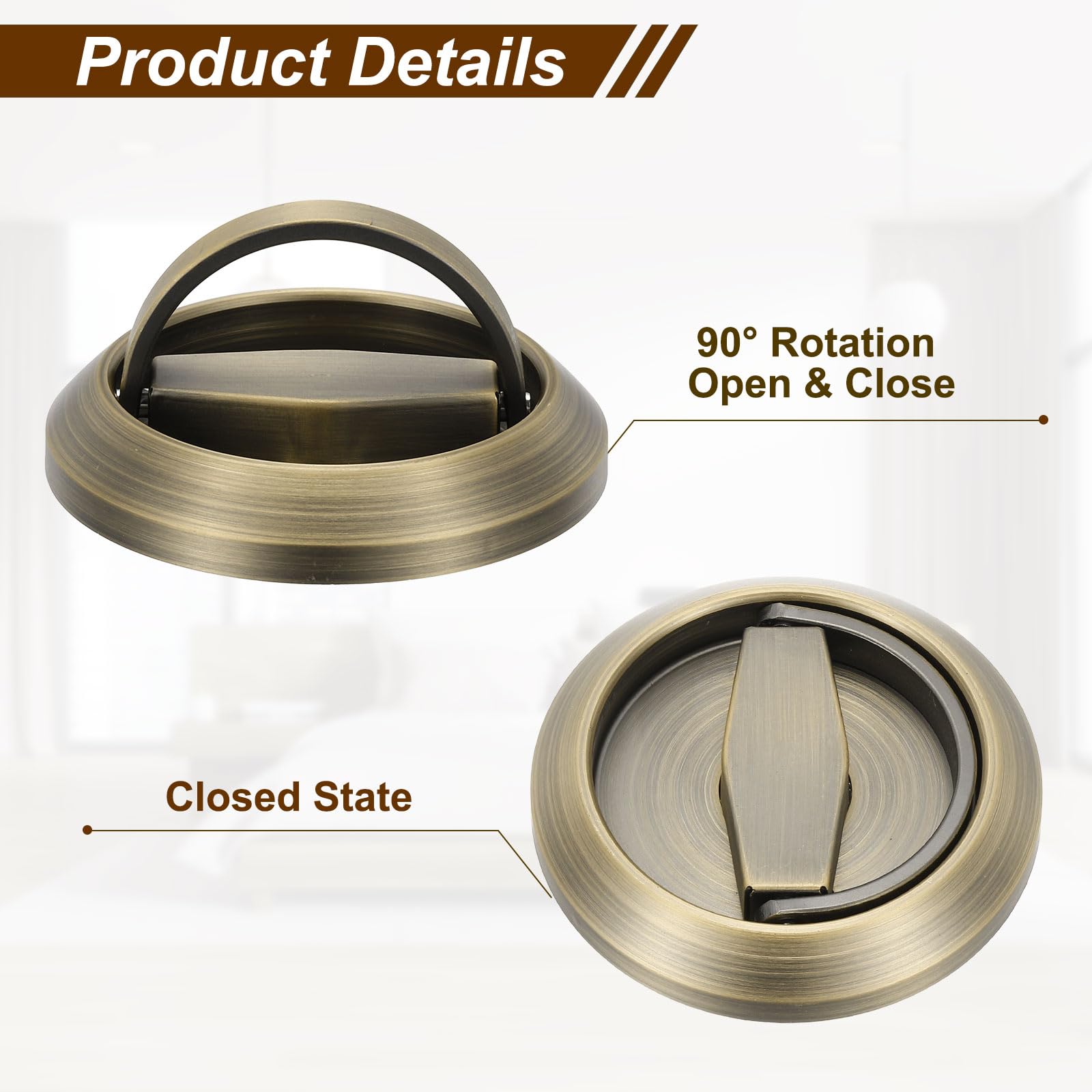 PATIKIL Recessed Sliding Door Pulls Handles 304 Stainless Steel Round Hidden Closet Finger Flush Knob with Screws for Door Drawer Wardrobe Green Bronze - Image 3