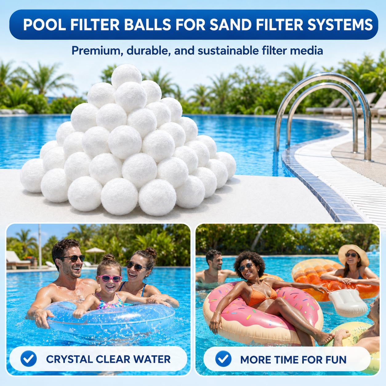 Boules Filtrantes 700g Pour Piscine - Remplacent 26 Kg De Sable - Filtration Haute Performance Pour Pompe à Sable