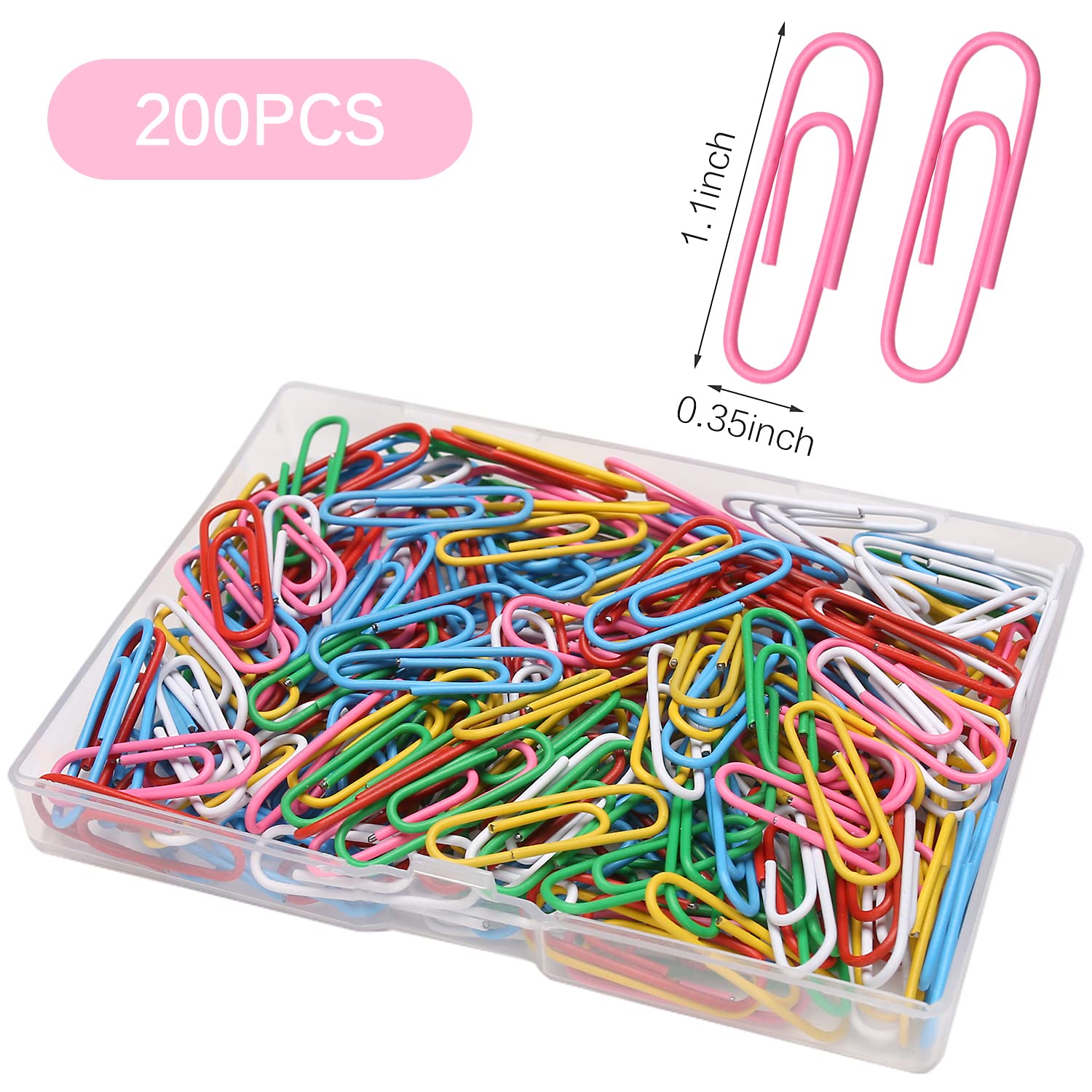 Elisel Juego de 200 clips de colores medianos (3,3 cm), duraderos y antioxidantes, perfectos para la oficina, la escuela y el uso personal (multicolor)