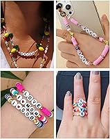 Vista 6 de 100 cuentas de letras blancas redondas de acrílico del alfabeto, cuentas de la letra L, para hacer joyas, pulseras, collares, llaveros, bricolaje