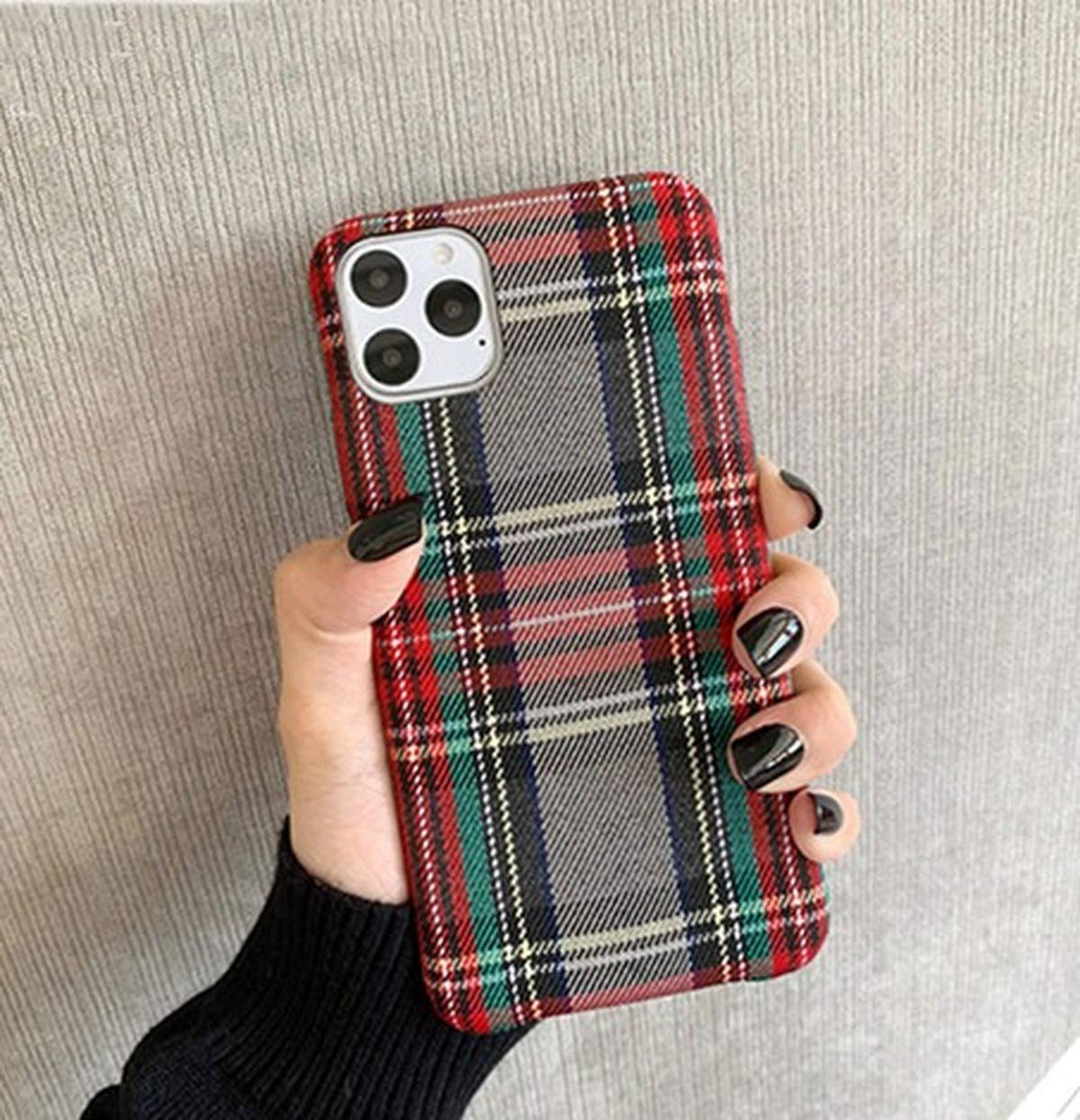 Warm Flannel Plaid Cloth Phone Case for iPhone 17/16/15/14/13/12/11 Pro Max Plus Mini SE 2020 X XS Max XR Plush Scottish Tartan Grid Stripe Fabric