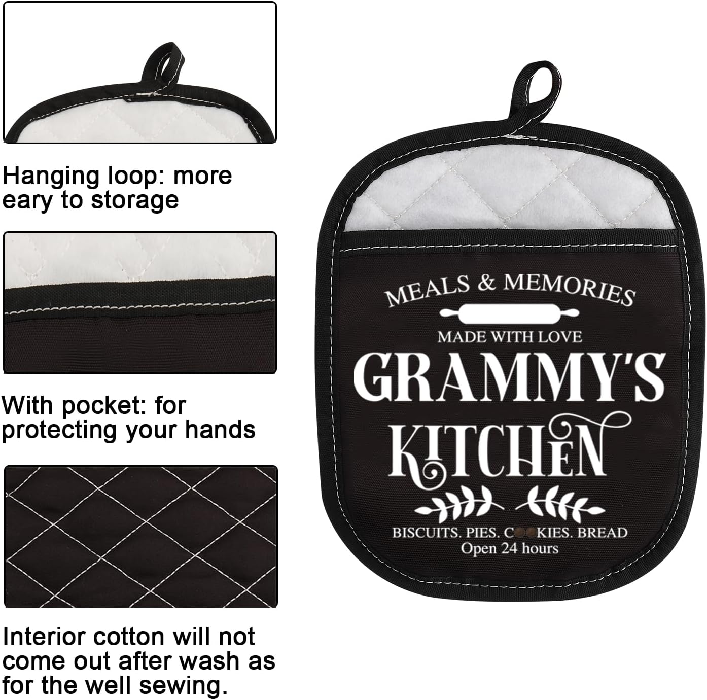 WCGXKO Grammy’s Kitchen Oven Mitt Best Grammy’s Gift Grammy’s Baking Gift Grammy’s Cooking Merchandise (Love MMY)