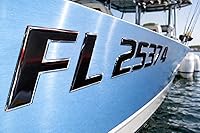 Vista 6 de Números de registro de barco 3D convexos y letras, serie deportiva (centro negro/cromado, 16)