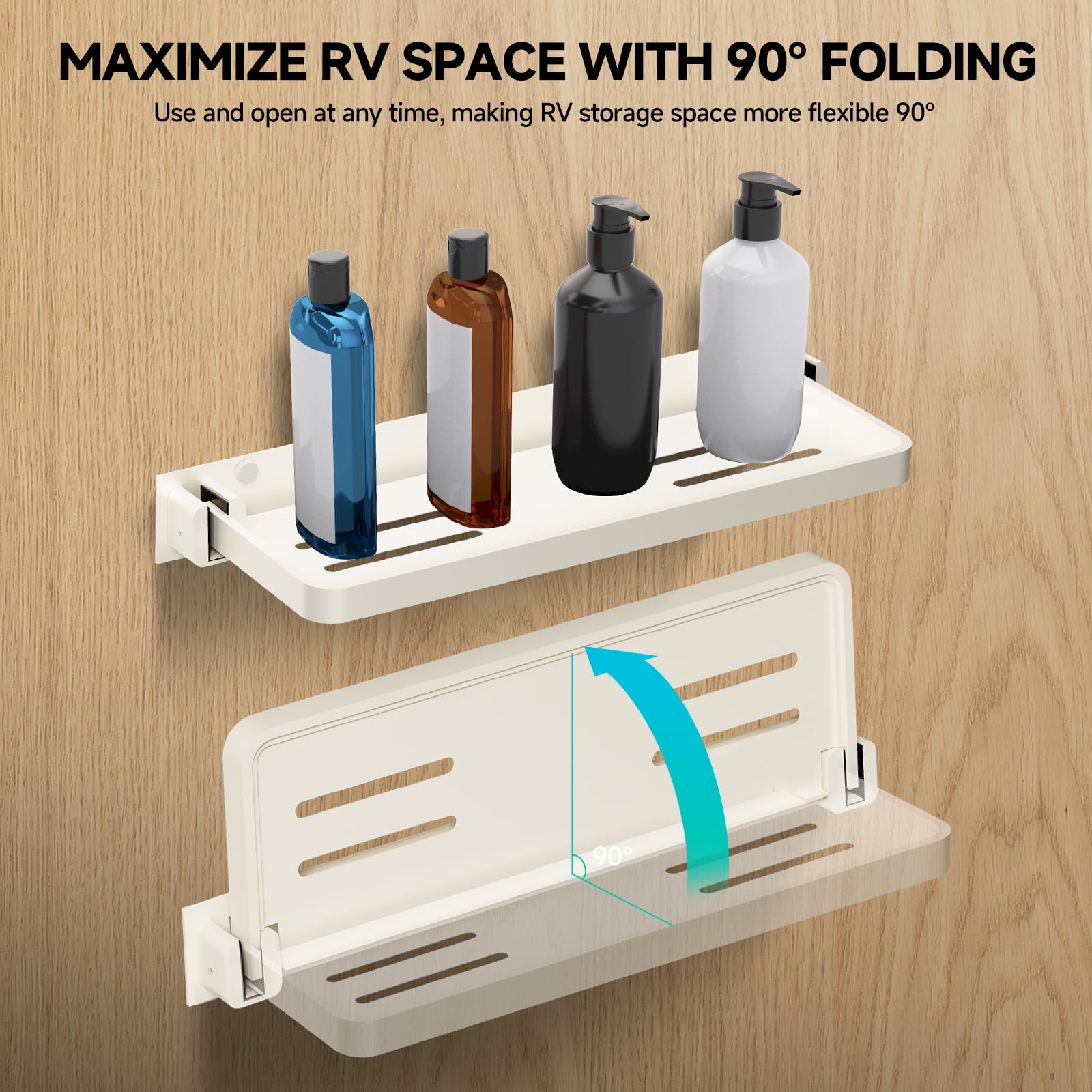 Étagère Murale Pliante Pour Camping-car - Aluminium, Blanc, Dimensions 29,6x13,8 Cm - Libère De L'espace Intérieur