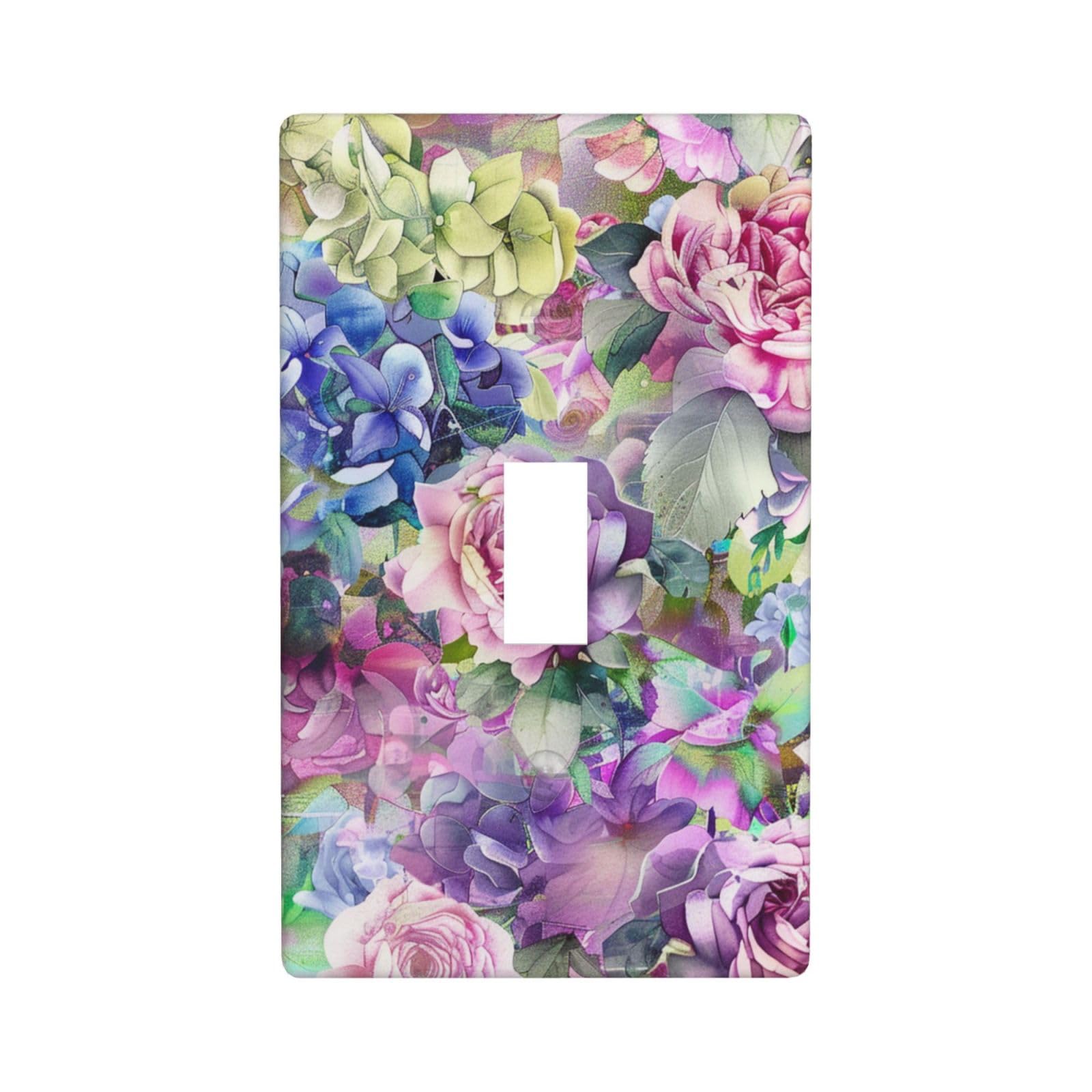 Vintage Colorful Roses Single Toggle Flowers Light Switch Plate Decor, Standard Size 1-Gang Decorative 4.50" x 2.76"