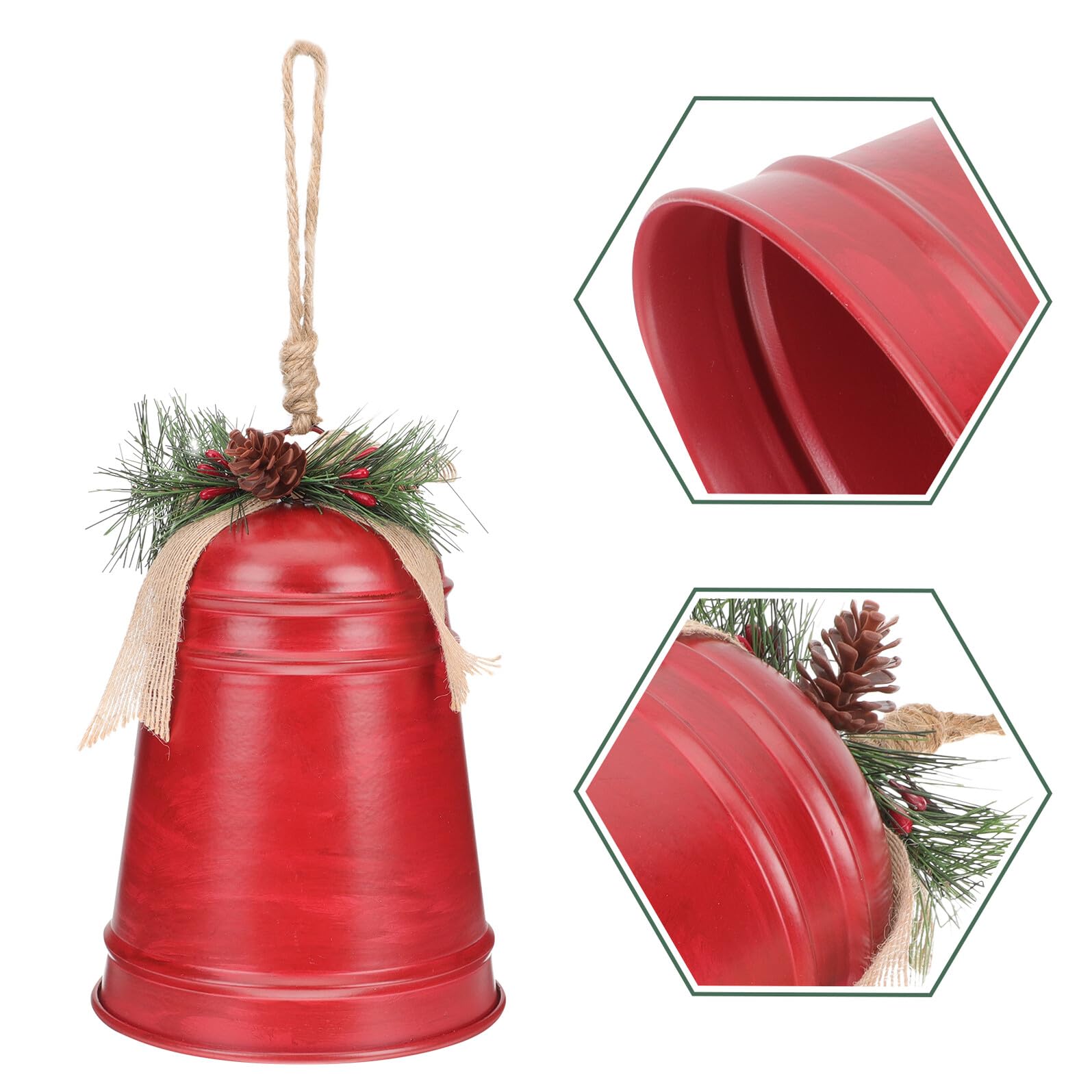 Uonlytech Campana di Natale Decorativa in Metallo Rossa da Appendere per Albero Porta e Parete Ciondolo Sonoro per Festa Natalizia e Decorazioni per la Casa