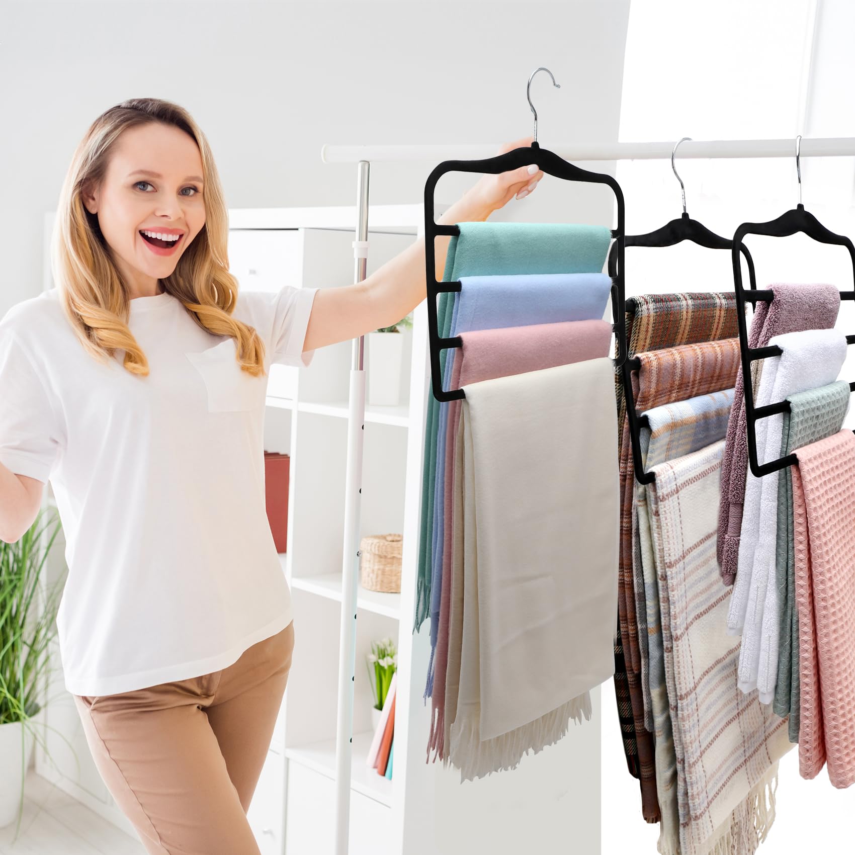Schrank-Organizer und Aufbewahrung, 2 Stück, Hosenbügel, platzsparendes Schrank-Organizer-System, Al-Legierung, Schrank-Organisation und Aufbewahrung, für Jeans, Hosen, Schals, Kleiderbügel für