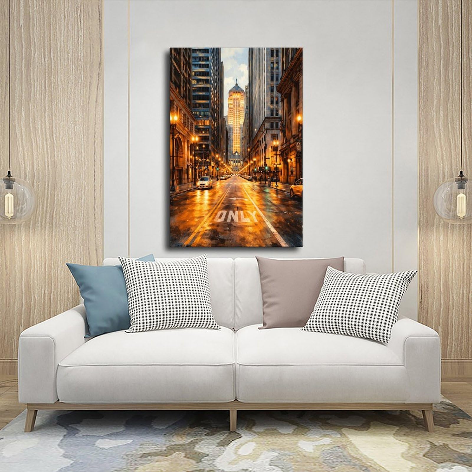 Beleuchtung, Straßen, Stadtarchitektur, Landschaftsposter, Leinwandposter, Wandkunst, Dekordruck, Bild, Gemälde für Wohnzimmer, Schlafzimmer, Dekoration, 50,8 x 76,2 cm (L x B)