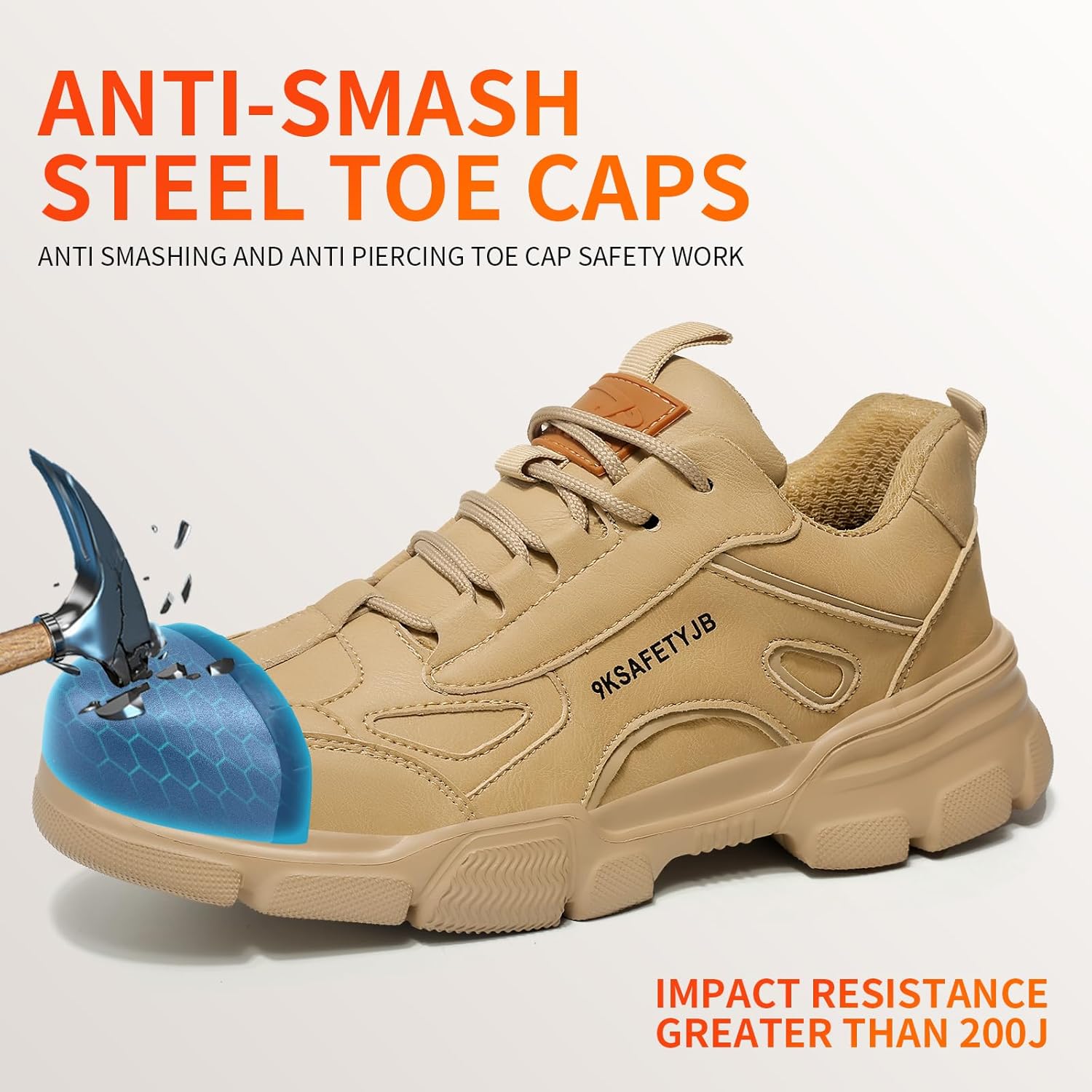 Steel Toe Shoes for Men Puncture Proof Indestructible Industry Construction Work Shoes Lightweight Comfortable Breathable Steel Toe Safety Sneakers - Image 2