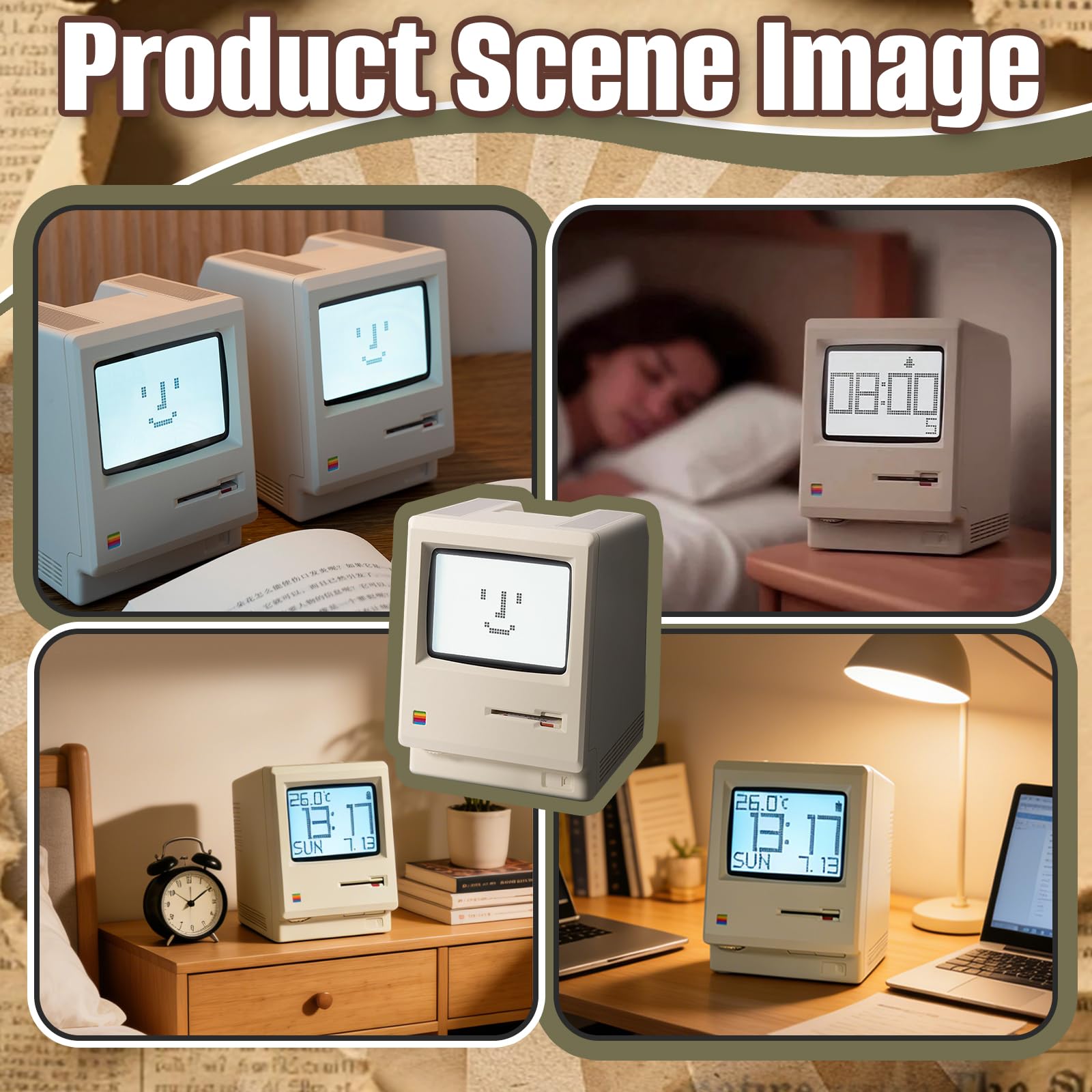 Sveglia Digitale, Sveglia Retrò Con Display CRT Elettronica Digitale Da Tavolo Con 5 Modalità Di Allarme Piccolo Complemento D'arredo Per Computer Per Camera Da Letto Soggiorno Ufficio