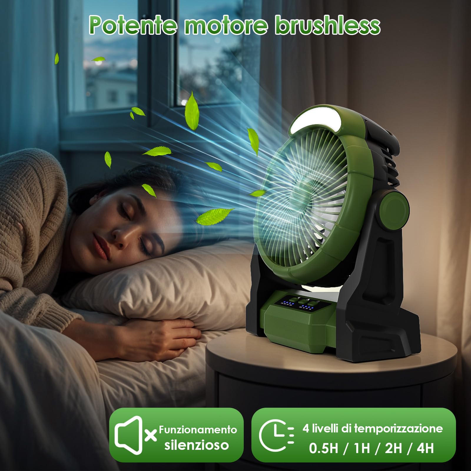 GuKKK 15000mAh Ventilatore da Campeggio con Luce LED, 3 Velocità Ventilatore Portatile con Gancio,Timer, Ventilatore Ricaricabile con Rotazione 270°, Ventola USB per Casa Esterno Campeggio Tende