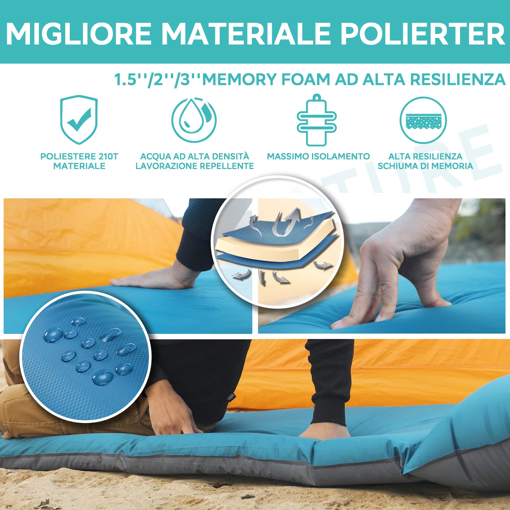 Clostnature Materassino Autogonfiabile da Campeggio - Materassino Autogonfiabile Esterno Spesso 3/5/7,6 cm con Confezione Piccola, Materassino Leggero per Sport, Escursionismo, Inverno