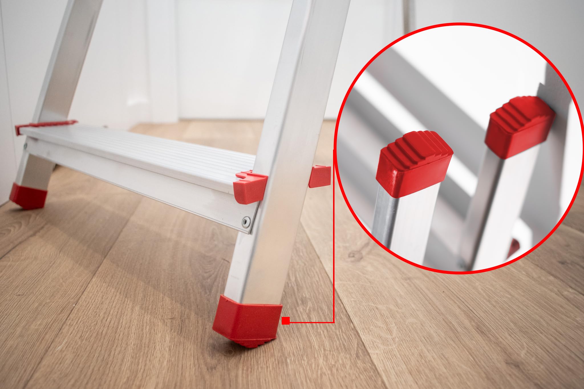 Aluminiowa drabina - 6 stopni, z haczykiem i 4 antypoślizgowymi końcówkami - solidna i ergonomiczna konstrukcja, łatwa do przenoszenia - 191 x 48 x 12 cm - nośność do 125 kg