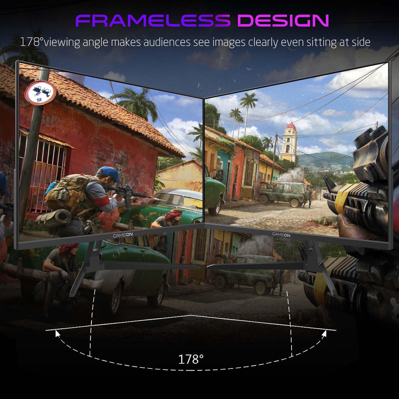 GAMEON 24 Inch 2K QHD Gaming Monitor Fast IPS 2560x1440 Display 180Hz Smooth Performance 0.5ms Adaptive Sync HDMI 2.1 Ideal for PC Console Gaming and Daily Use — view 5