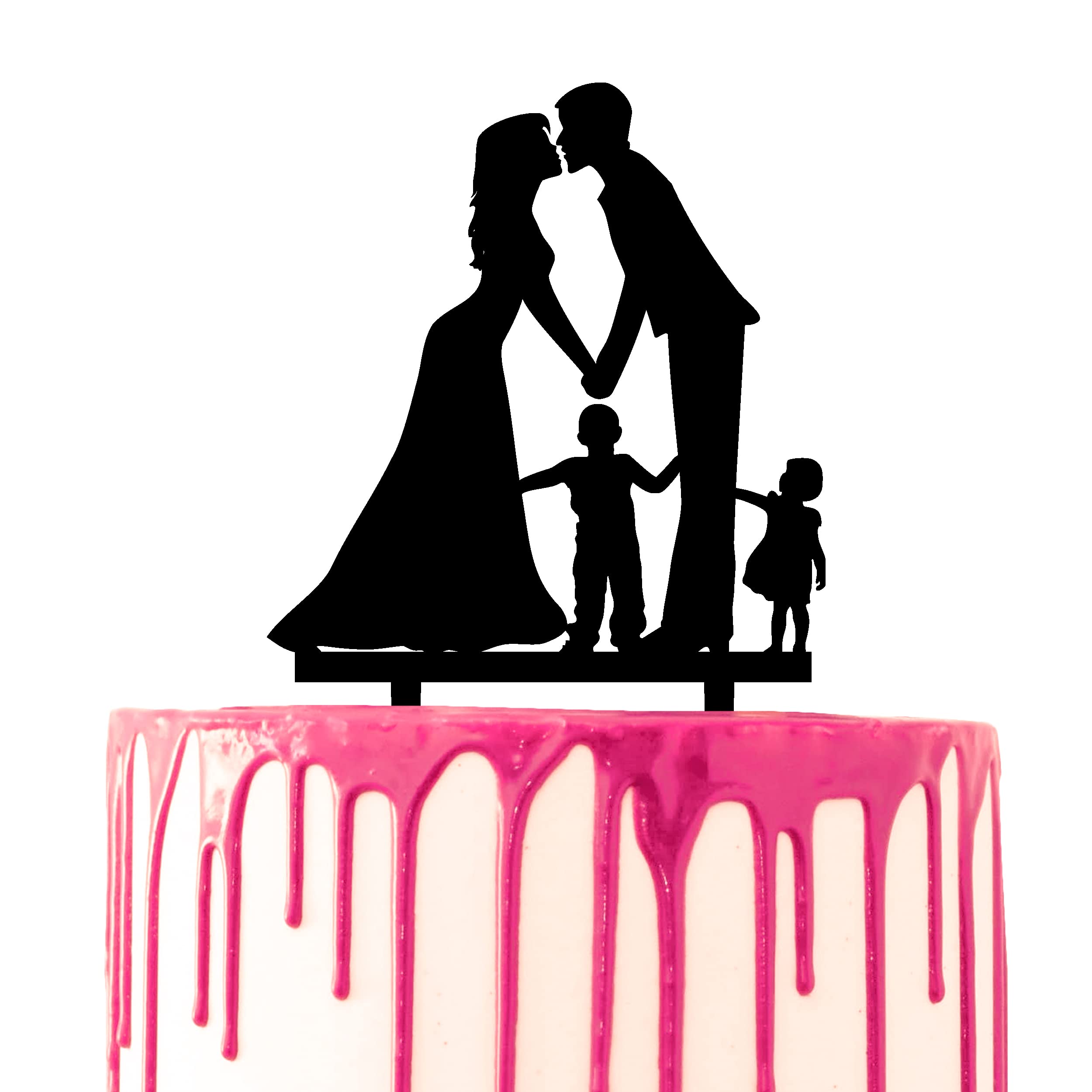 CARISPIBET Tortenaufsatz, Hochzeitsdekoration, Jahrestag, Hochzeitstorte, Deko, Bräutigam und Braut, Kuss mit einem Jungen und einem Mädchen an ihren Seiten, Acryl