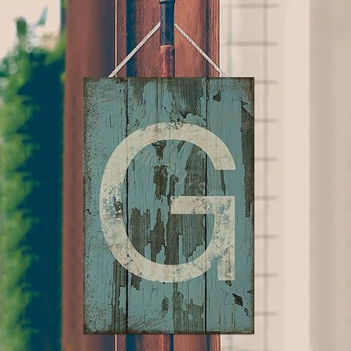 Vista 499 de Letrero colgante de madera con letra A, letrero de madera, decoración del hogar, 26 letras del alfabeto de metal, placa de madera, decoración