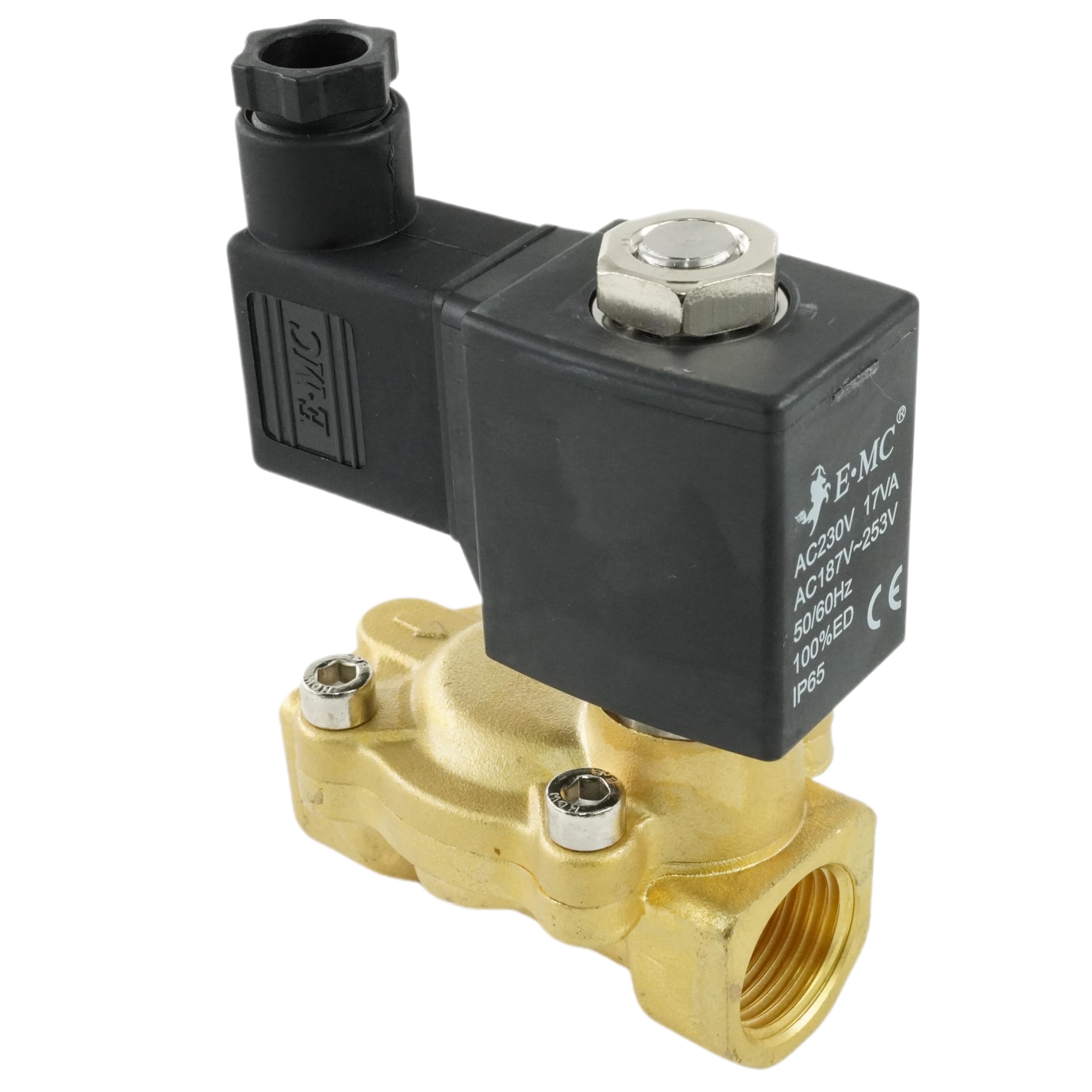 Fittingstore – Magnetventil stromlos geschlossen aus Messing für Druckluft, Wasser, Öl und Gas Elektromagnetventil 230 V AC / 12 V DC / 24 VAC / 24 V DC (Spannung: 230V AC, Gewinde: G 1 1/4")