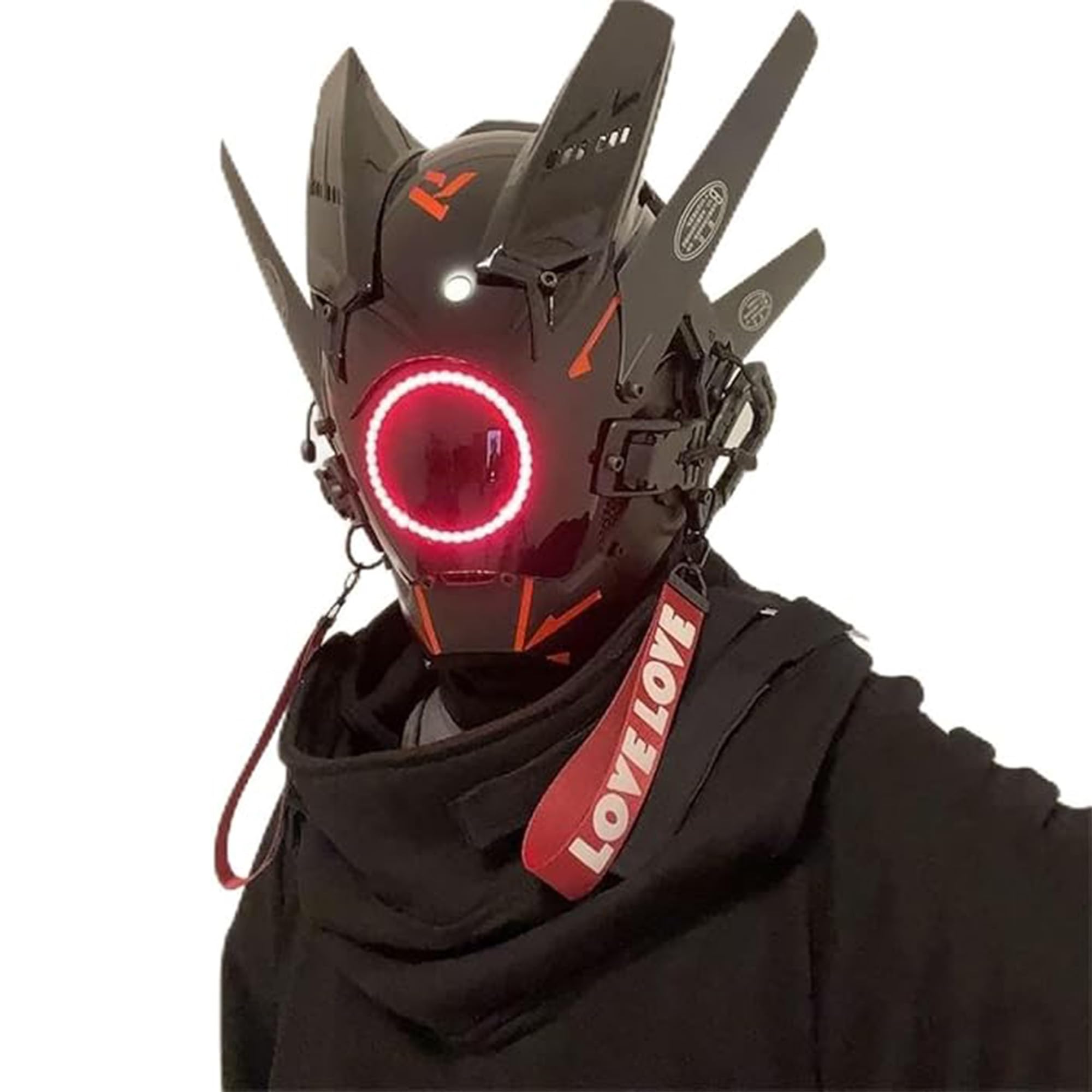 Masque punk pour adulte - Masque de samouraï cool - Casque gothique futuriste - Accessoire d'Halloween - Pour fête de musique et festival