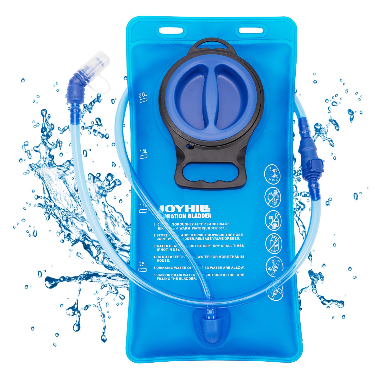 JOYHILL TPU Hydration Bladder,1.5L 2L 3L Water Bladder for Hiking Backpack BPA Free Leak Proof Hydration Pack