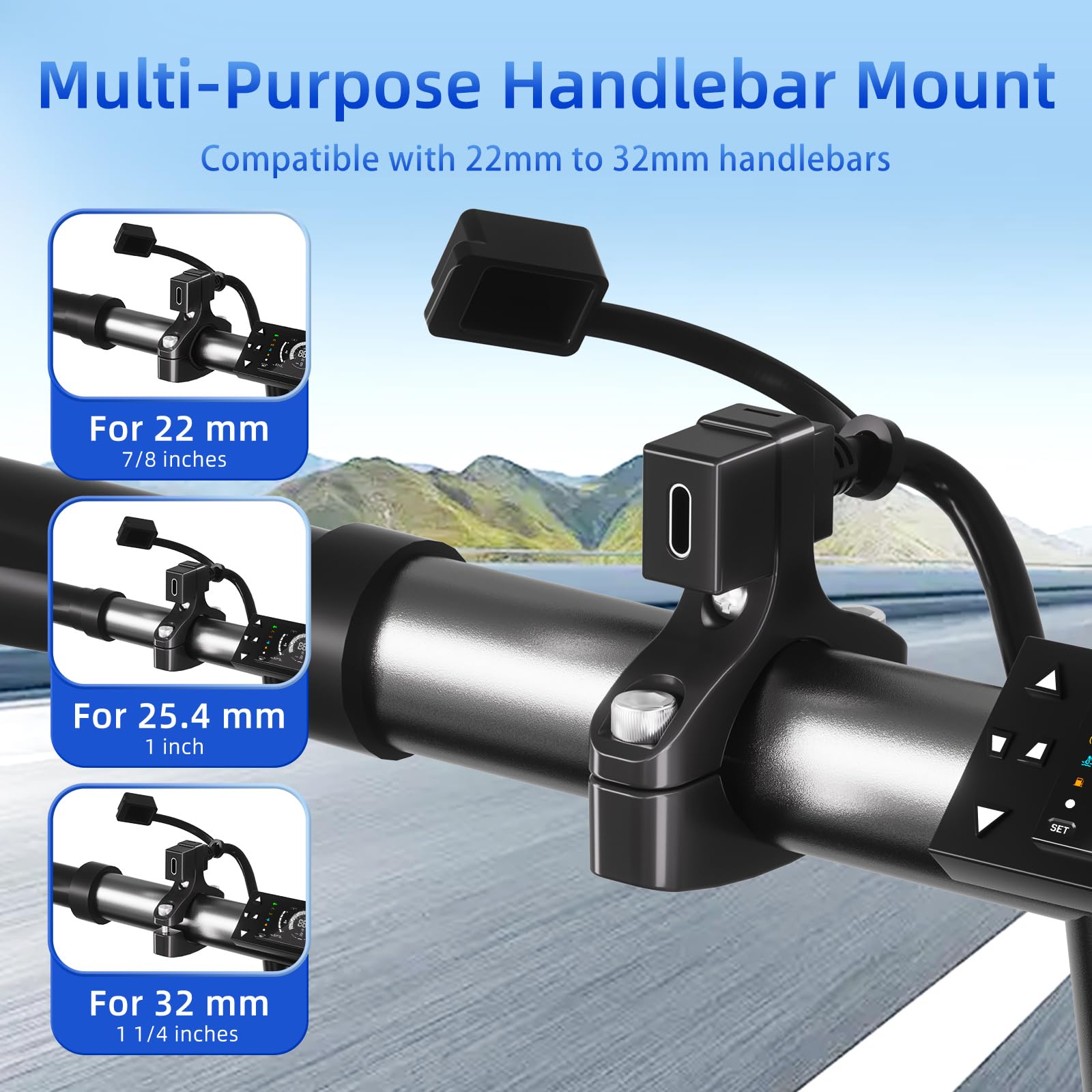 Cliff Top Gniazdo USB 12 V, motocyklowe, USB, 18 W, PD, USB-C, szybkie ładowanie, SAE na USB-C, adapter 12 V na USB, akcesoria motocyklowe, port ładowarki akumulatora motocyklowego, z uchwytem na