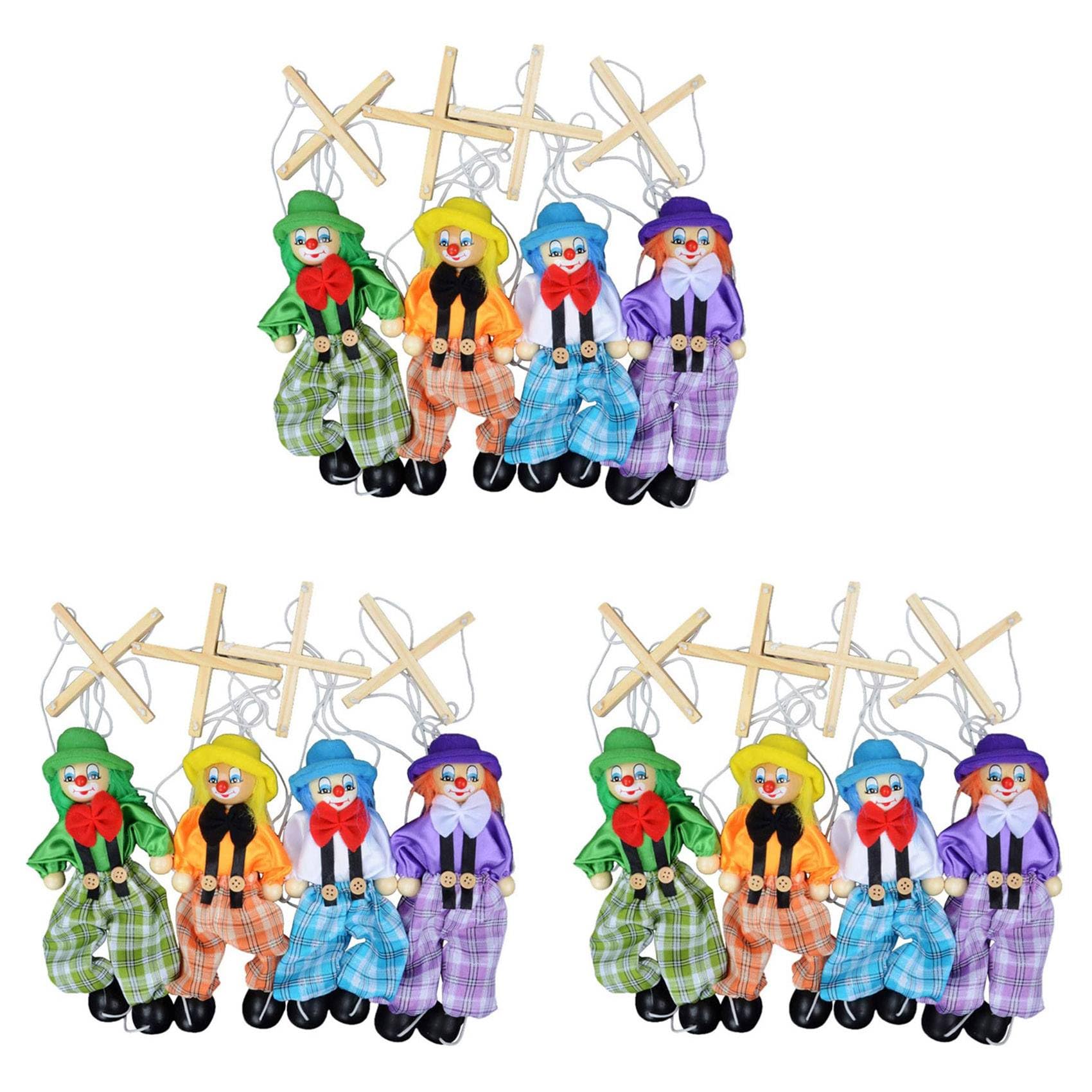 Paquete de 12 Juguetes de Marionetas de Payaso, Juguetes Creativos de Marionetas de Cuerda para Niños, Juguetes Interactivos para Padres e Hijos, Niños