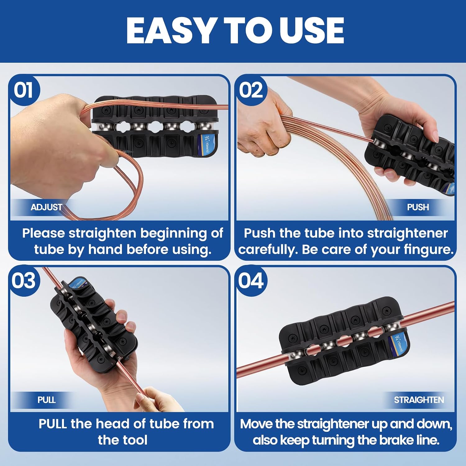 3/4in Tubing Straightener,Handheld Tool for Brake Line and Copper Pipe