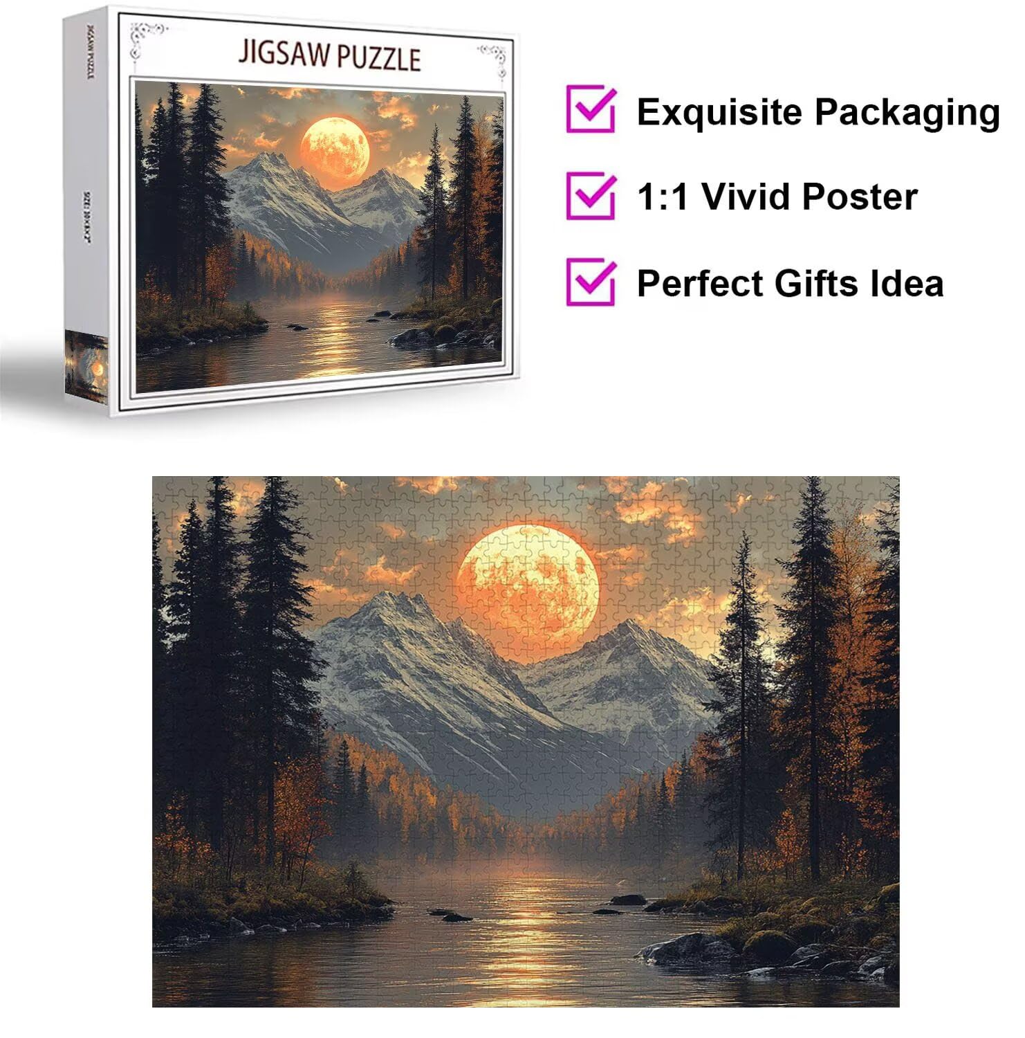 Puzzle 4000 Pieces Coucher de Soleil Puzzle 3D, Classique Puzzles, n-467