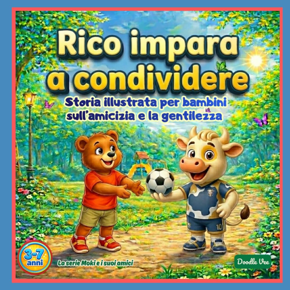 Rico impara a condividere: libro per bambini sull’amicizia, la gentilezza e le emozioni: Storia illustrata sulle buone maniere, la collaborazione e il rispetto per bambini dai 3 ai 7 anni