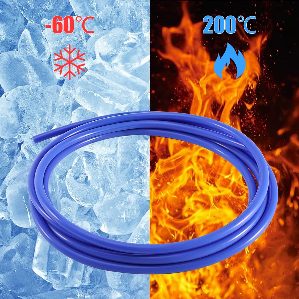 Produktbild von Riisoyu Vakuum-Silikonschlauch 3 M – 3 Mm ID, 7 Mm OD, Temperaturbeständig -60 Bis 240 °C – Für Luft & Wasser, Inkl. Schellen