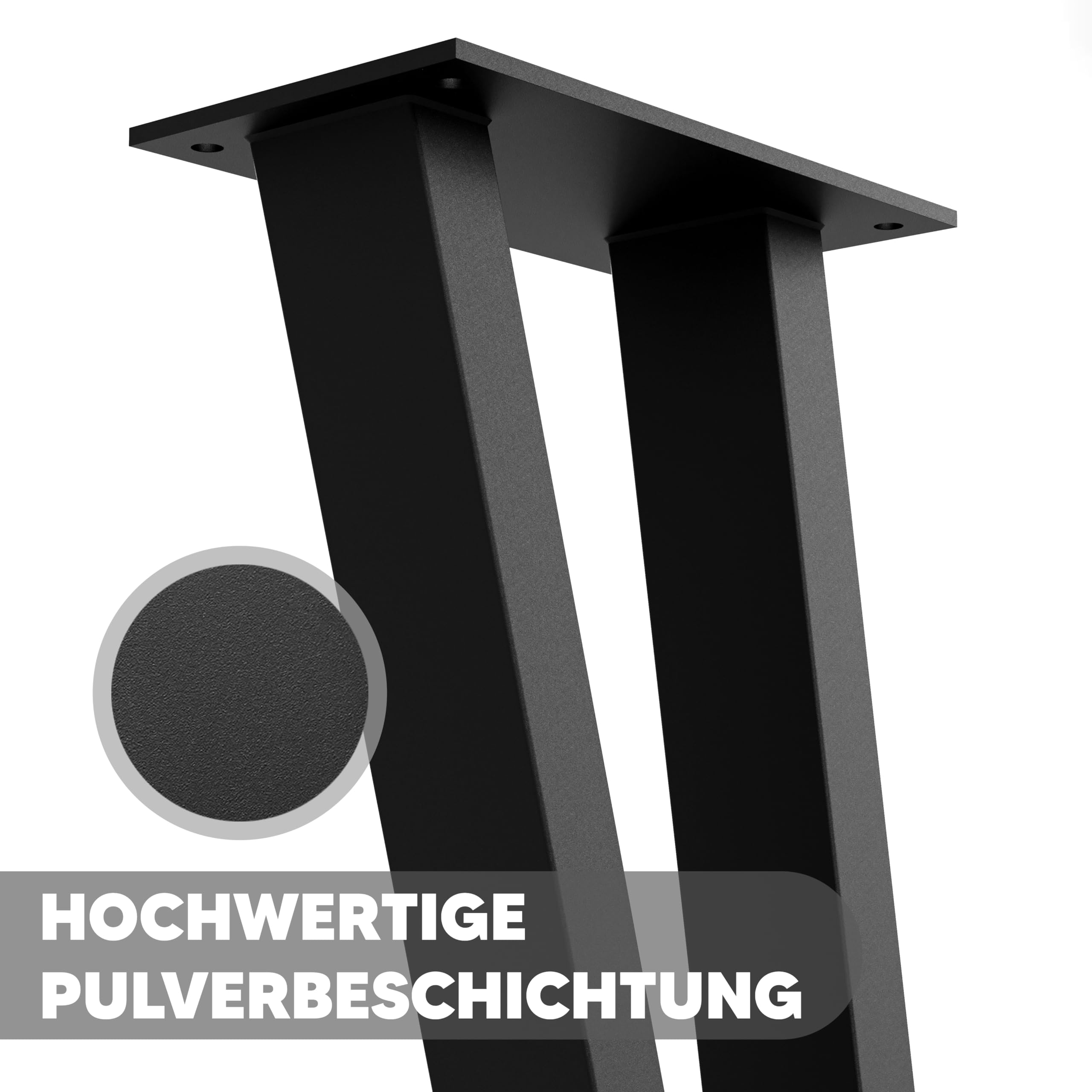 MATERIUM® Tischbeine Metall Schwarz 70cm (4er Set) | Moderne Tischfüße für Esstisch & Schreibtisch | Inkl. Schrauben & Bodenschutz (Schwarz Matt)