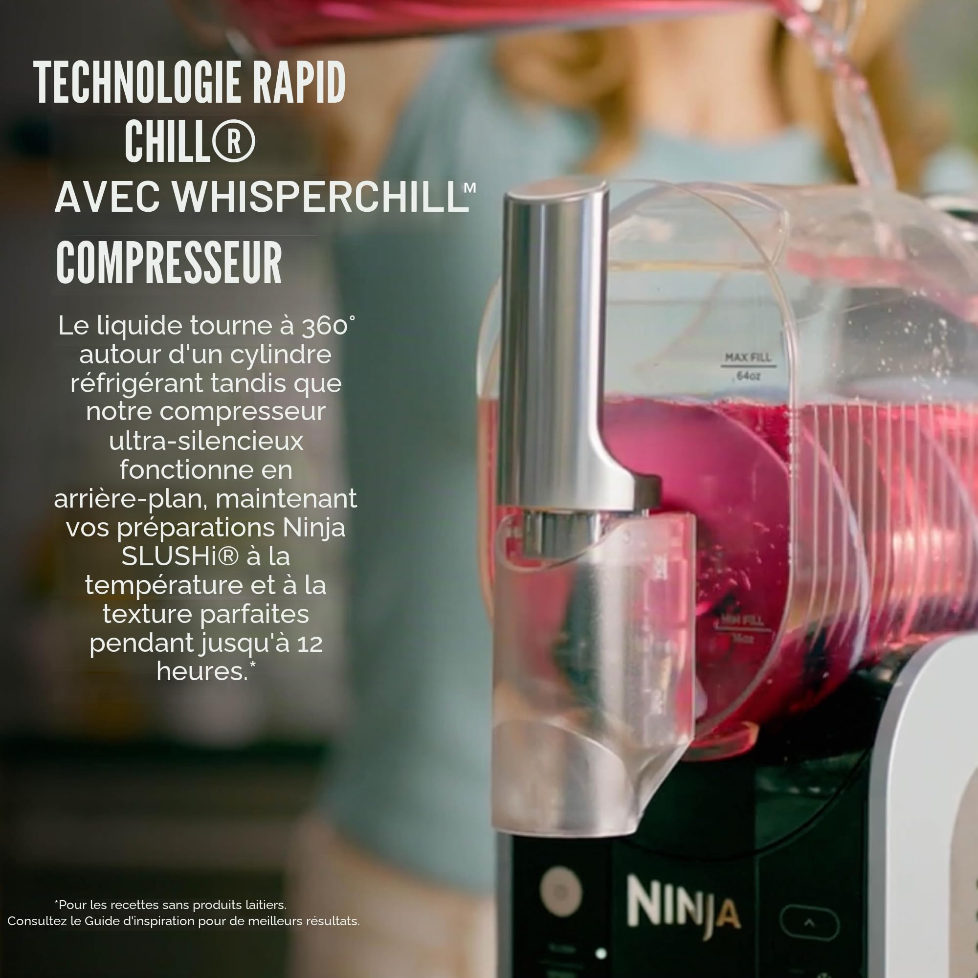 Ninja FS301 Machine professionnelle avec technologie RapidChill, machine à boissons et à slushie de 250 ml, 5 programmes prédéfinis, margaritas congelées, frappes et plus encore, accents premium, noir