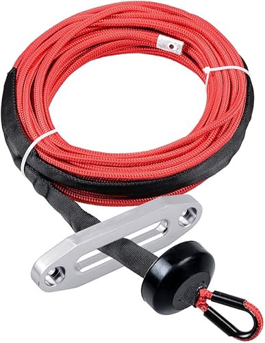 Miniatura 23 de Cuerda de cabrestante sintética amarilla de 50 pies x 1/4 + guía Hawse + tope de goma para ATV UTV SUV camión KFI Ramsey