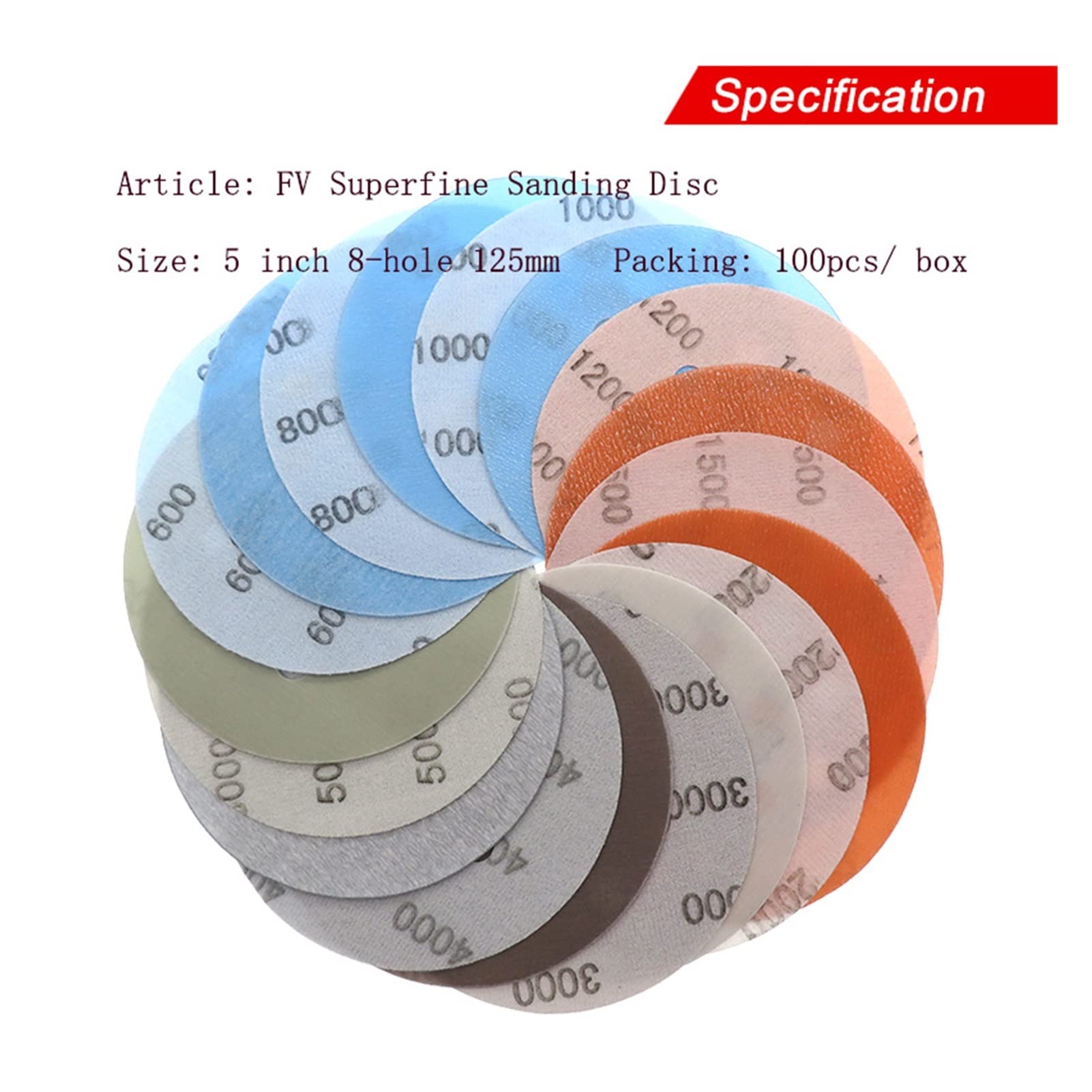 Papel de lija abrasivo ZSBLXHHJD 1 5pcs 5 "12 5 mm 8 orificio Suave Super Fino Húmedo/Dry Hook and Loop Auto Cuerpo Película Lijado de lijado Papel de lija 60-5000 Grit (Color : 1200 Grit)