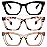 REAVEE 3 Pack Oprah Style Reading Glasses for Women,Blue Light Blocking Cute Oversized Square Computer Readers with Spring Hinge 0.0