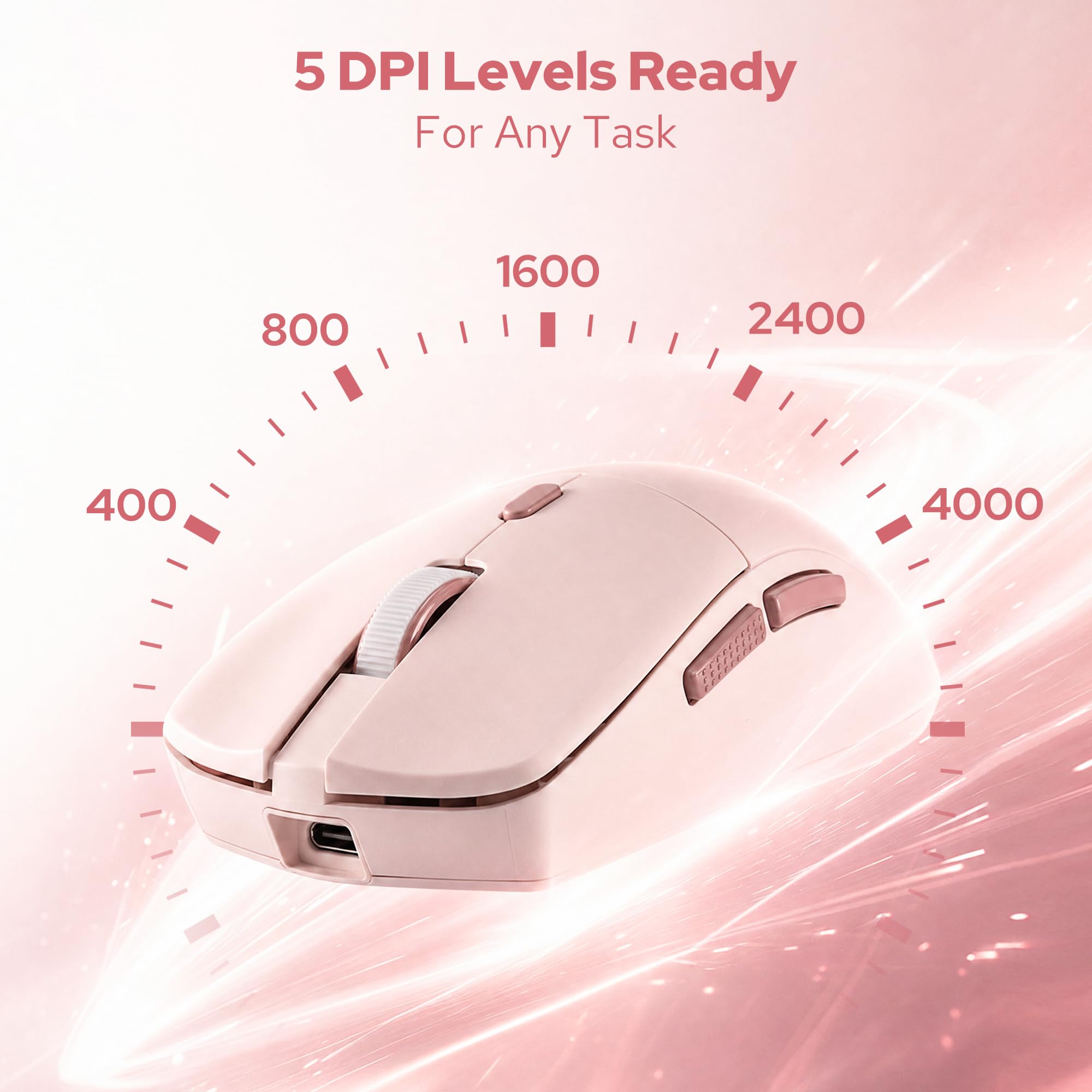Redragon BS8531 Combo Teclado Ratón Inalámbrico 4000 dpi Rosa | Teclas Planas Mecánicas LED Blanco 3 Tonos Diseño Ergonómico Conexión 2.4 GHz