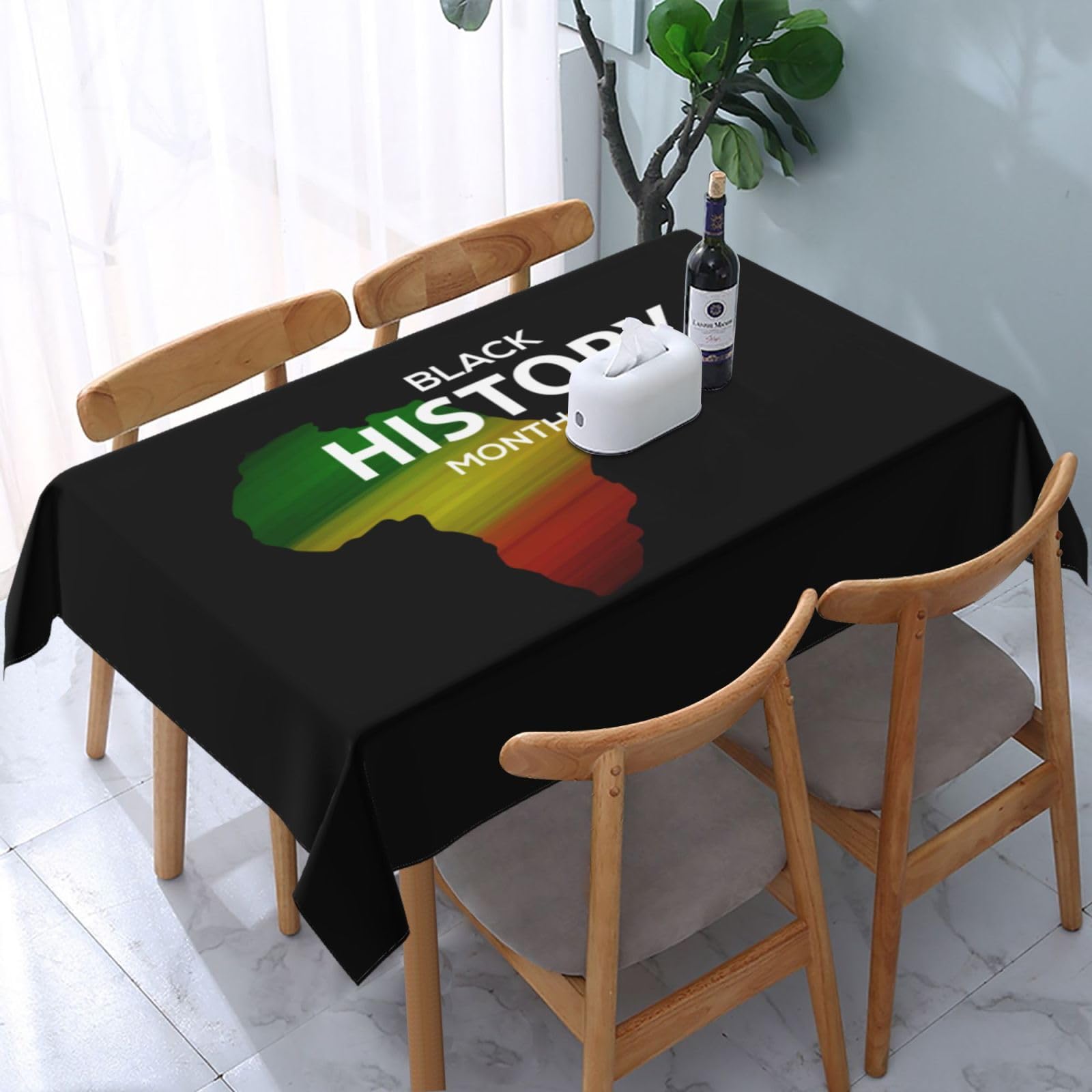 JunHeArt Black History Month Tablecloth Rectangle Table Cover Washable Table Cloths Decor For Kitchen 54" X 72"