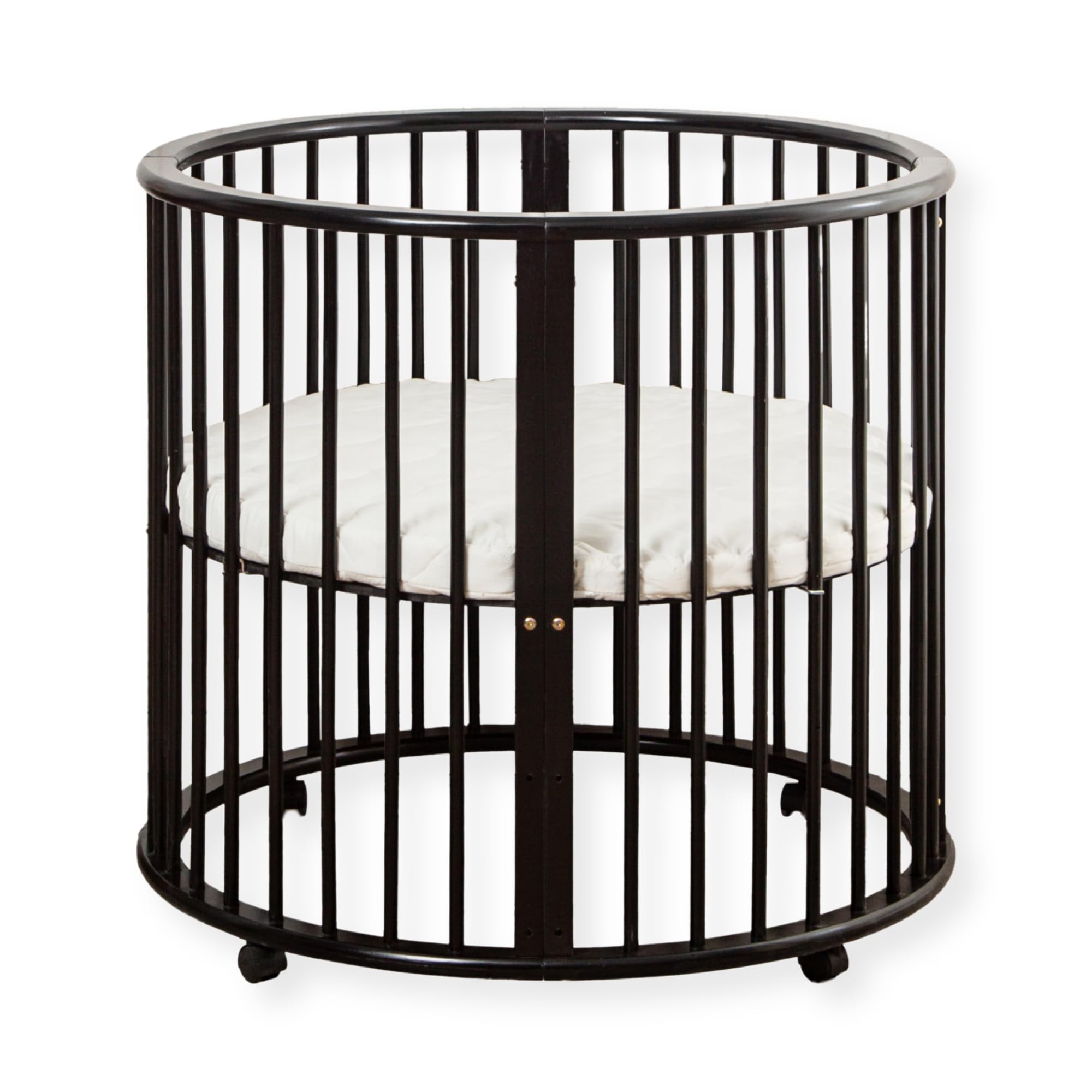 Baby Box – Coffre de jeu rond en bois – Parc – Matelas inclus – 91 x 91 x 85 cm – Noir