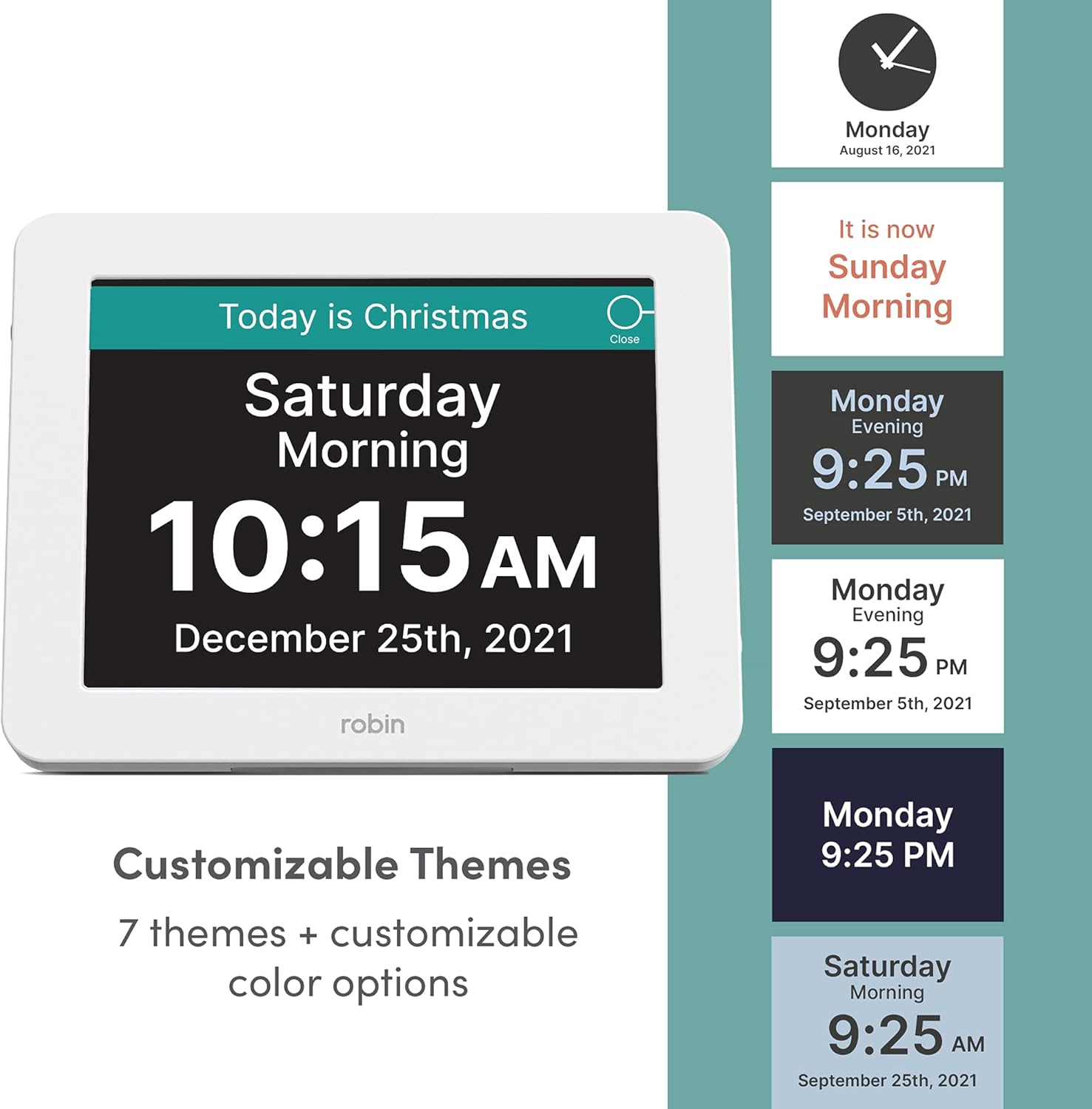Product Deal Robin, 2022 Version, Digital Day Clock 2.0 with Custom Alarms and Calendar Reminders, Alarm Clock with Extra Large Display Helps with Memory Loss, Alzheimer's and Dementia, White Flash Sale Robin, 2022 Version, Digital Day Clock 2.0 with Custom Alarms and Calendar Reminders, Alarm Clock with Extra Large Display Helps with Memory Loss, Alzheimer's and Dementia, White